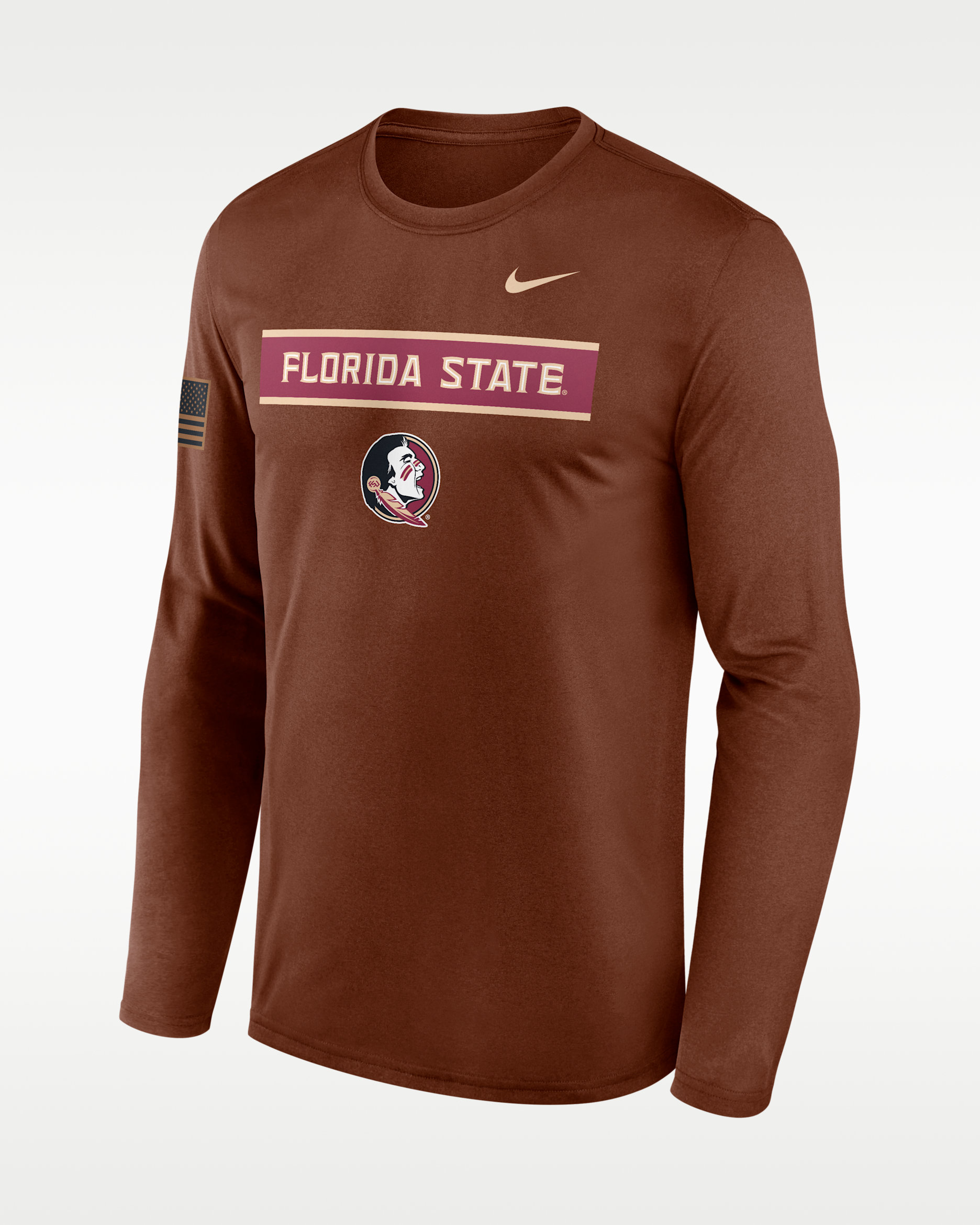Florida State 2026 Military Appreciation Legend Men's Nike Dri-FIT College Long-Sleeve T-Shirt - Brown