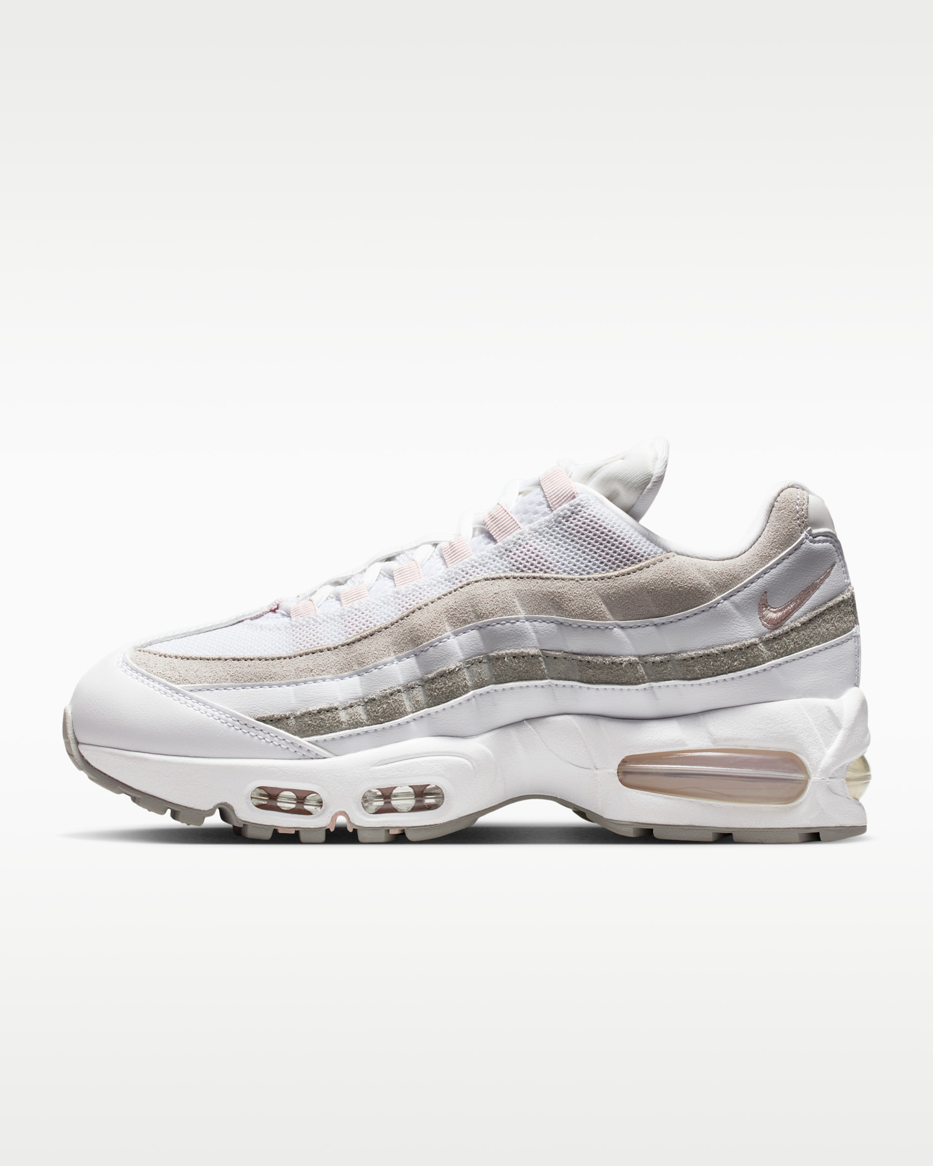 Nike Air Max 95 Big Bubble Women's Shoes - White/Light Charcoal/Pearl Grey/Silt Red