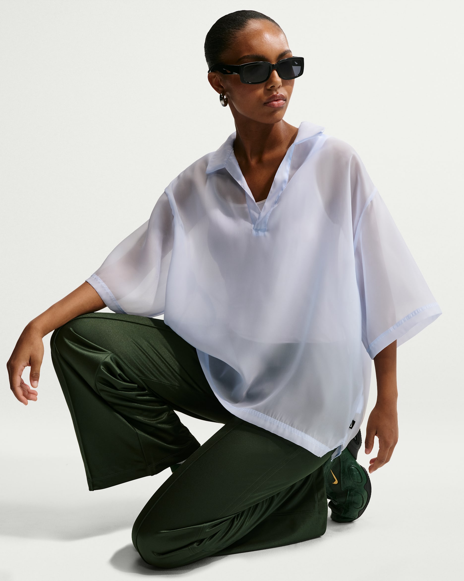 Nike Sportswear Women's Oversized Sheer Top - Hydrogen Blue/Sail