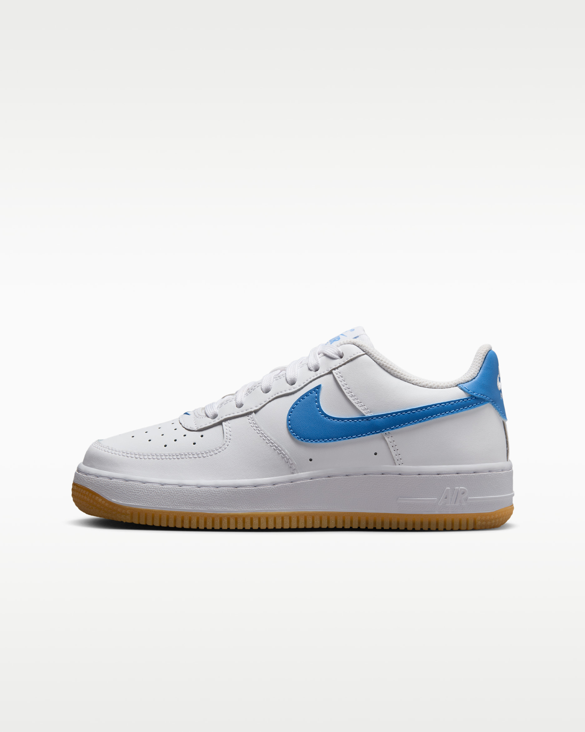 Nike Air Force 1 Big Kids' Shoes - White/Gum Light Brown/Blue Beyond