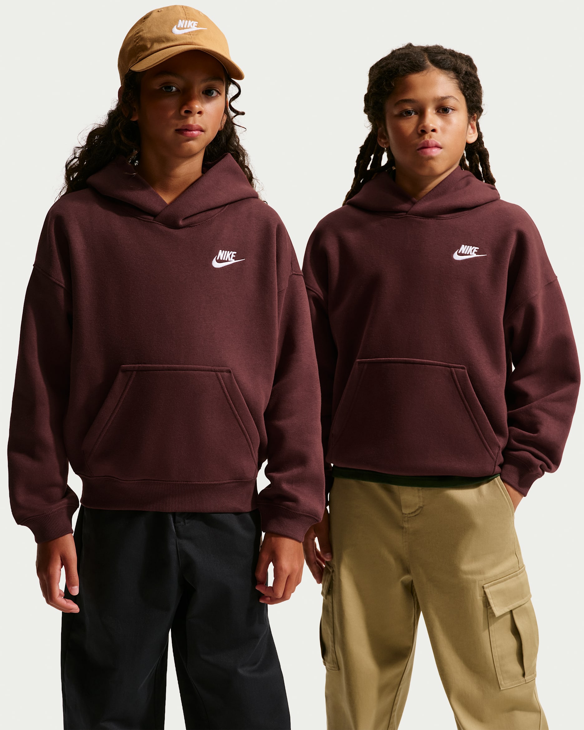 Nike Sportswear Club Fleece Big Kids' Oversized Hoodie - Mystic Dates/White