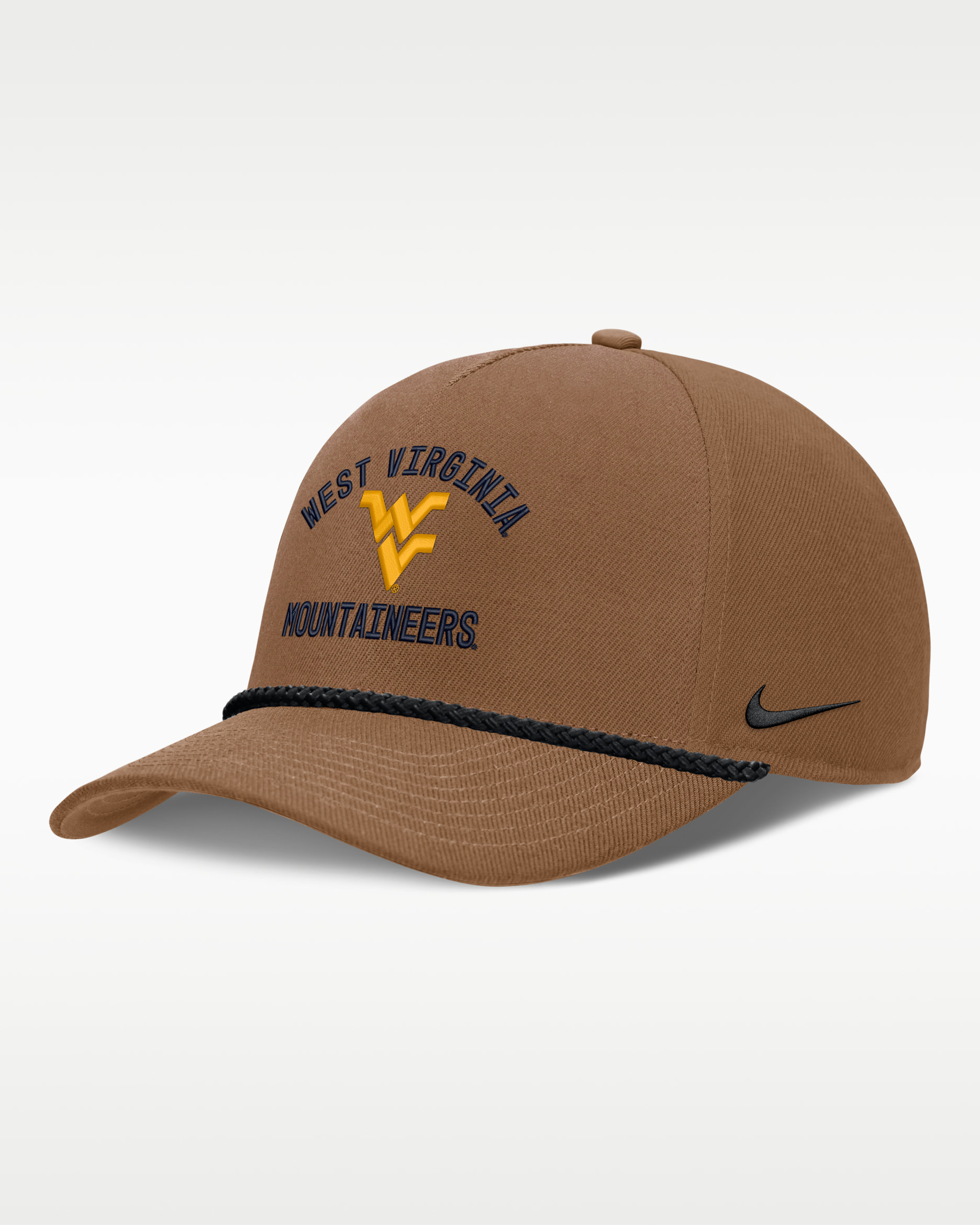 West Virginia Military Appreciation Rise Men's Nike Dri-FIT College A-Frame Adjustable Hat - Brown