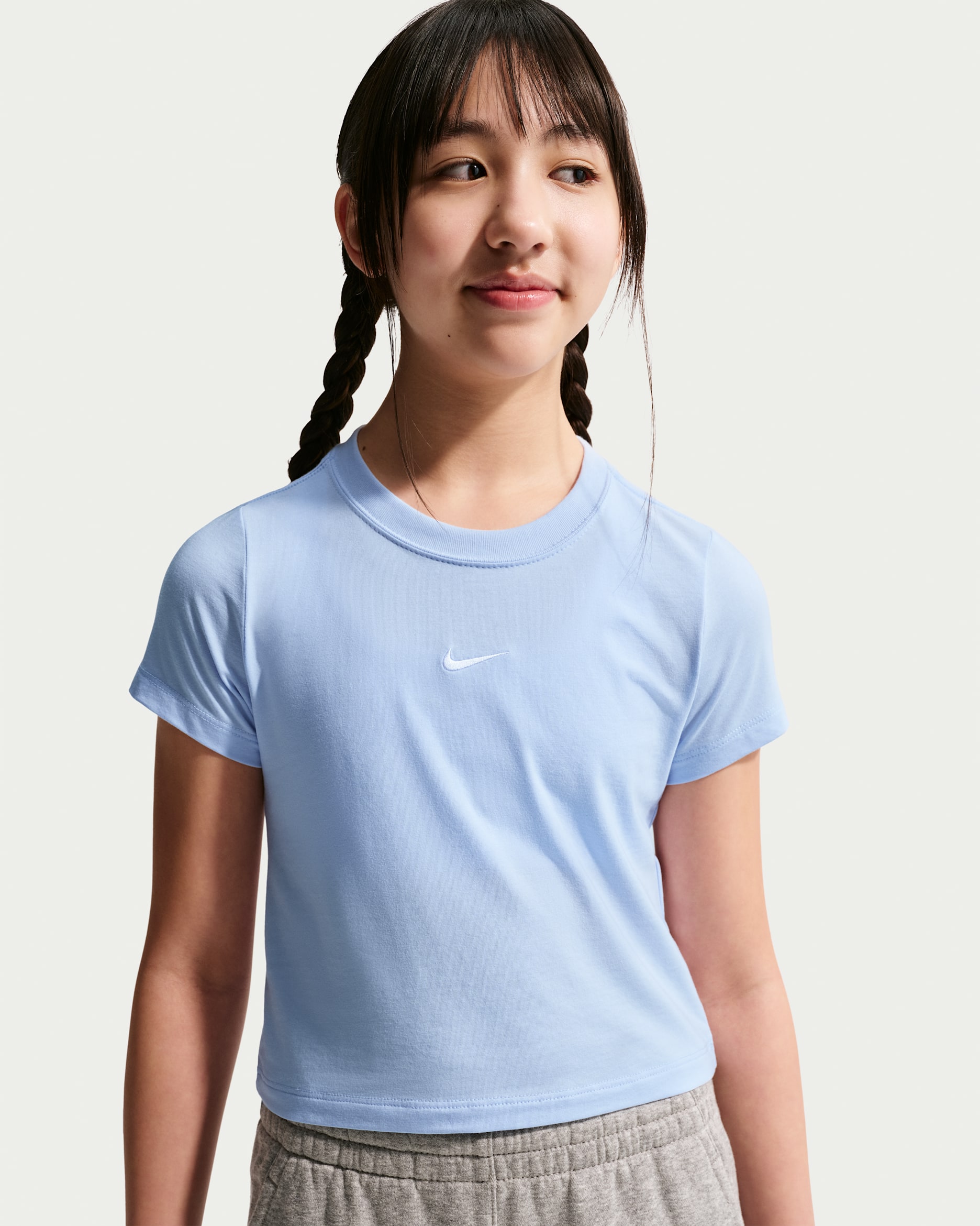 Nike Sportswear Big Kids' (Girls') Cropped T-Shirt - Hydrogen Blue