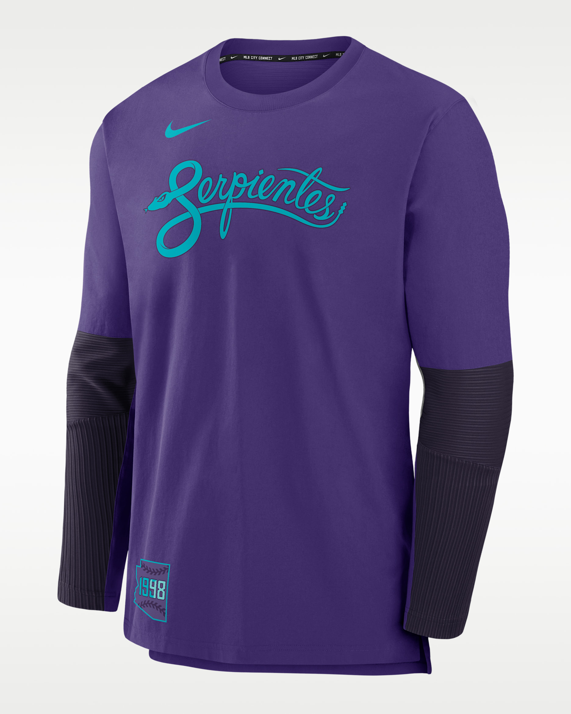 Chamarra sin cierre Nike Dri-FIT de la MLB para hombre Arizona Diamondbacks Authentic Collection City Connect Player - Morado