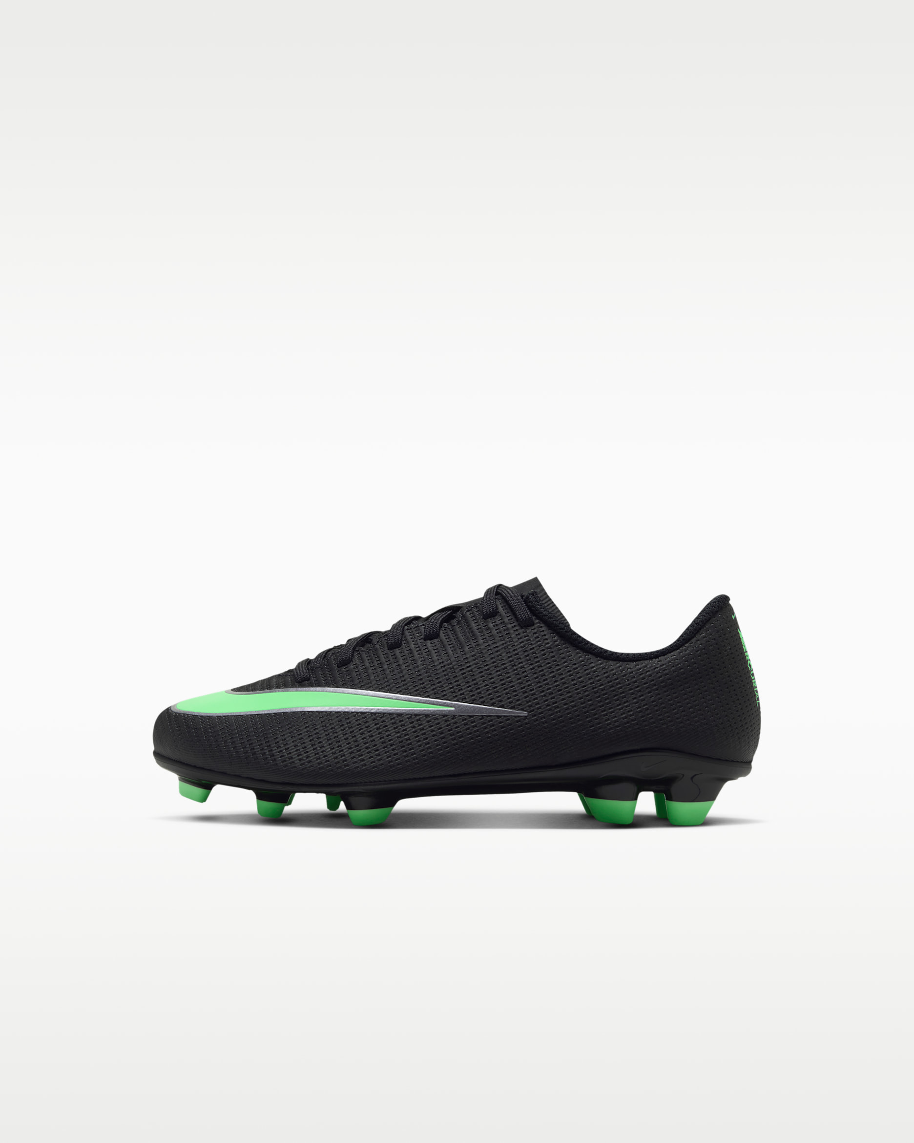 Tacos de futbol para terrenos múltiples de corte low para niños de preescolar Nike Jr. Mercurial Vapor 17 Club - Negro/Negro/Verde ilusión
