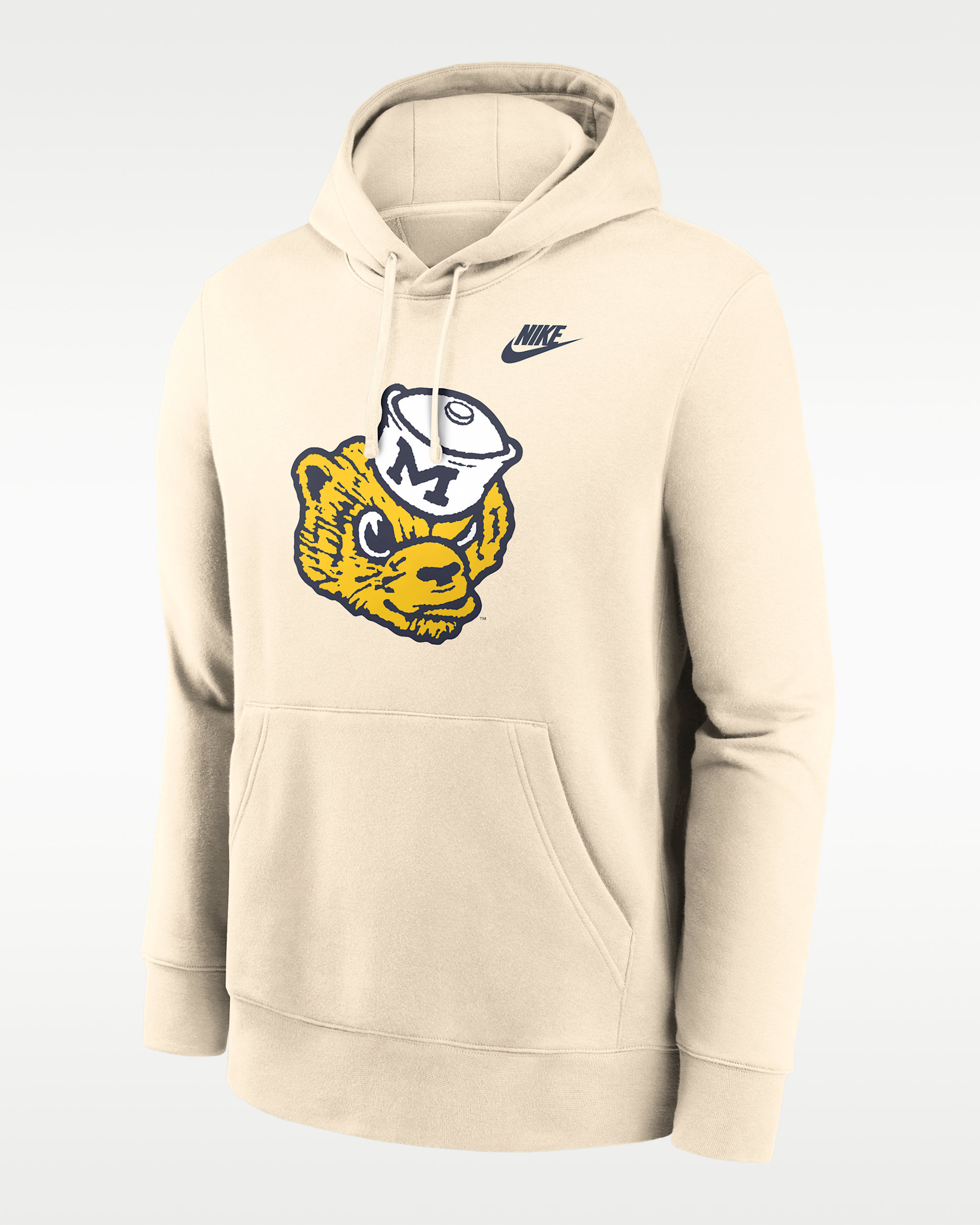Michigan Wolverines Natural Vault Logo Men's Nike College Pullover Hoodie - Natural