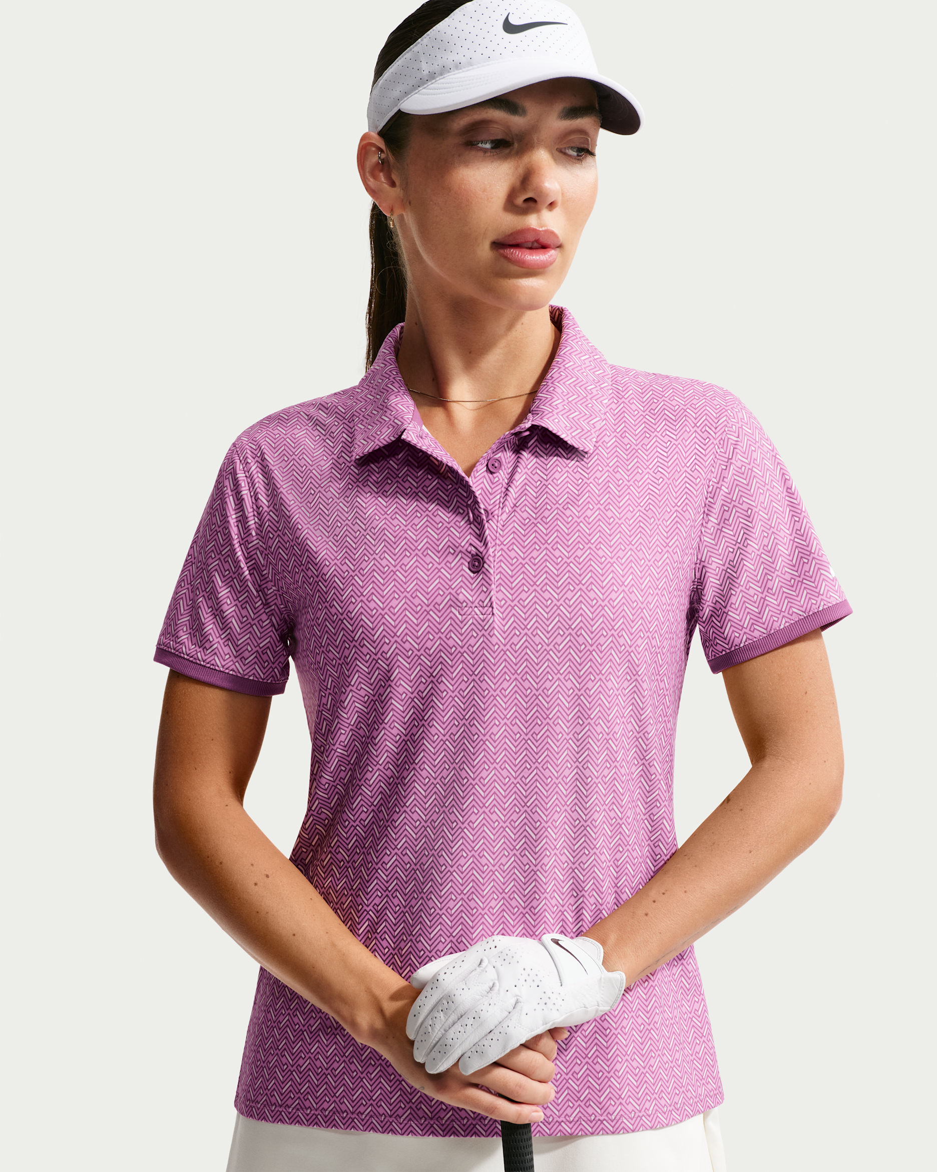 Nike Victory Women's Dri-FIT Short-Sleeve Golf Polo - Light Magenta/Light Bordeaux/White