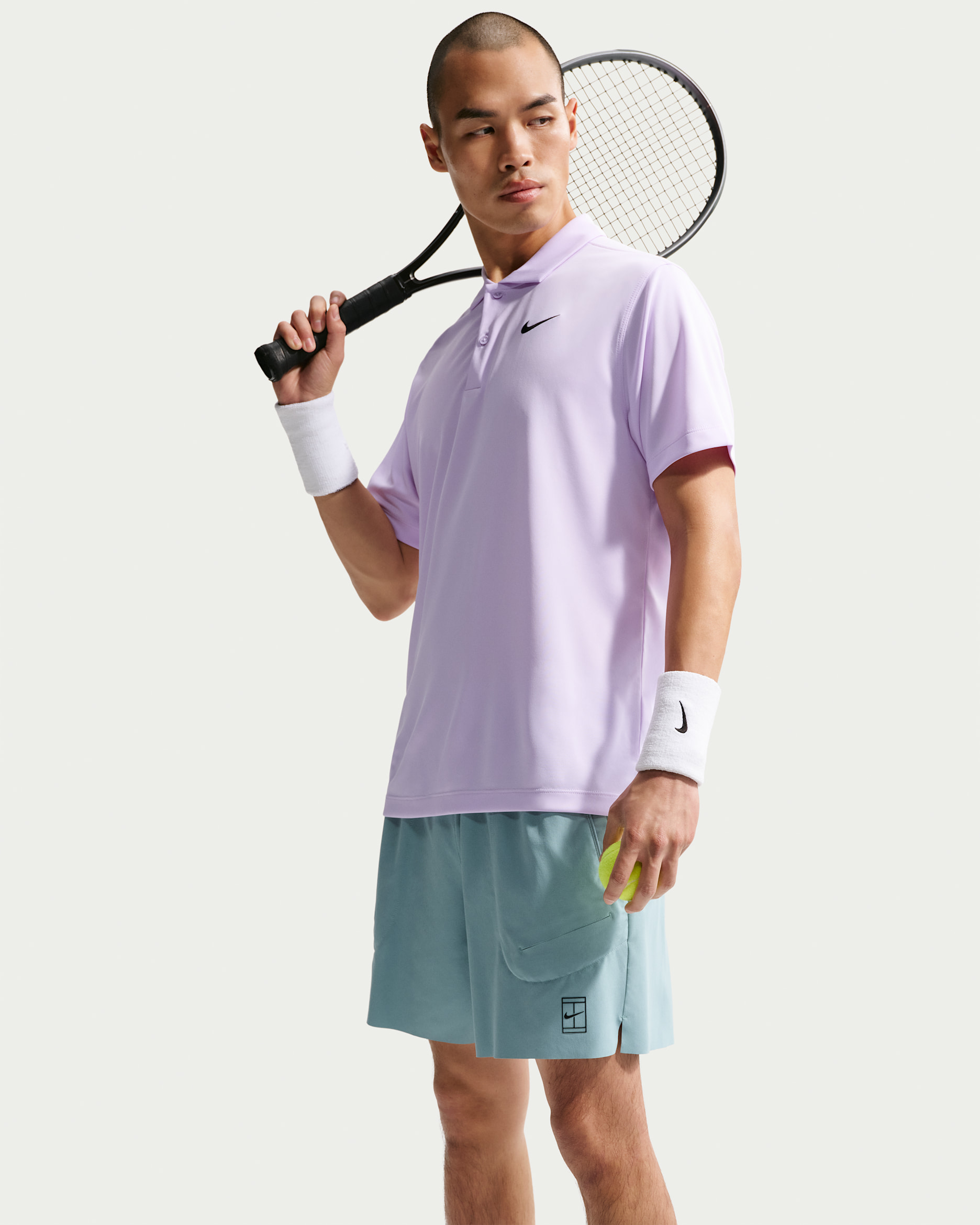 나이키코트 드라이 핏 남성 테니스 폴로 - 바이올렛 미스트/블랙