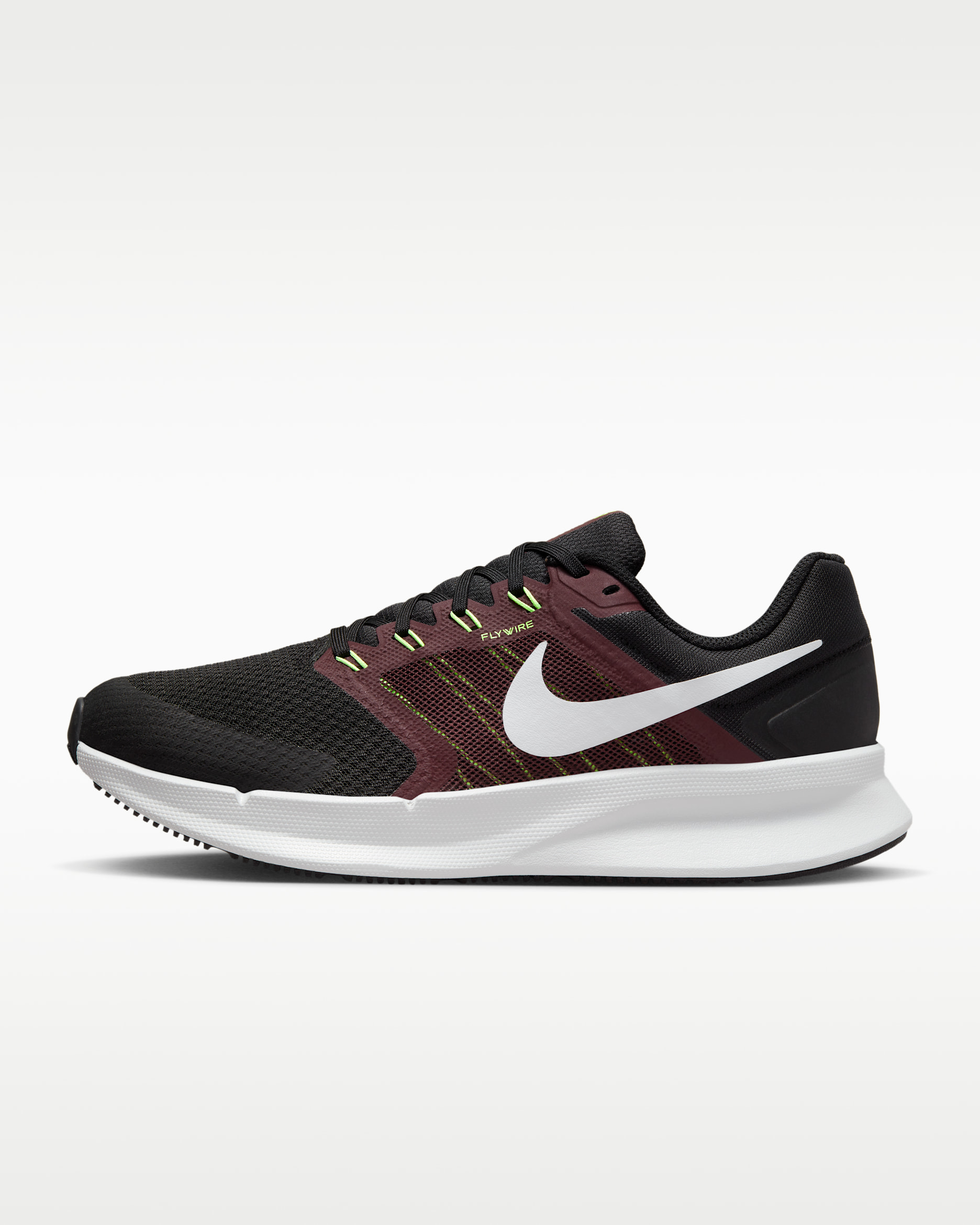 Nike Run Swift 3 男款路跑鞋 - 黑色/Burgundy Crush/Lime Blast/Pure Platinum