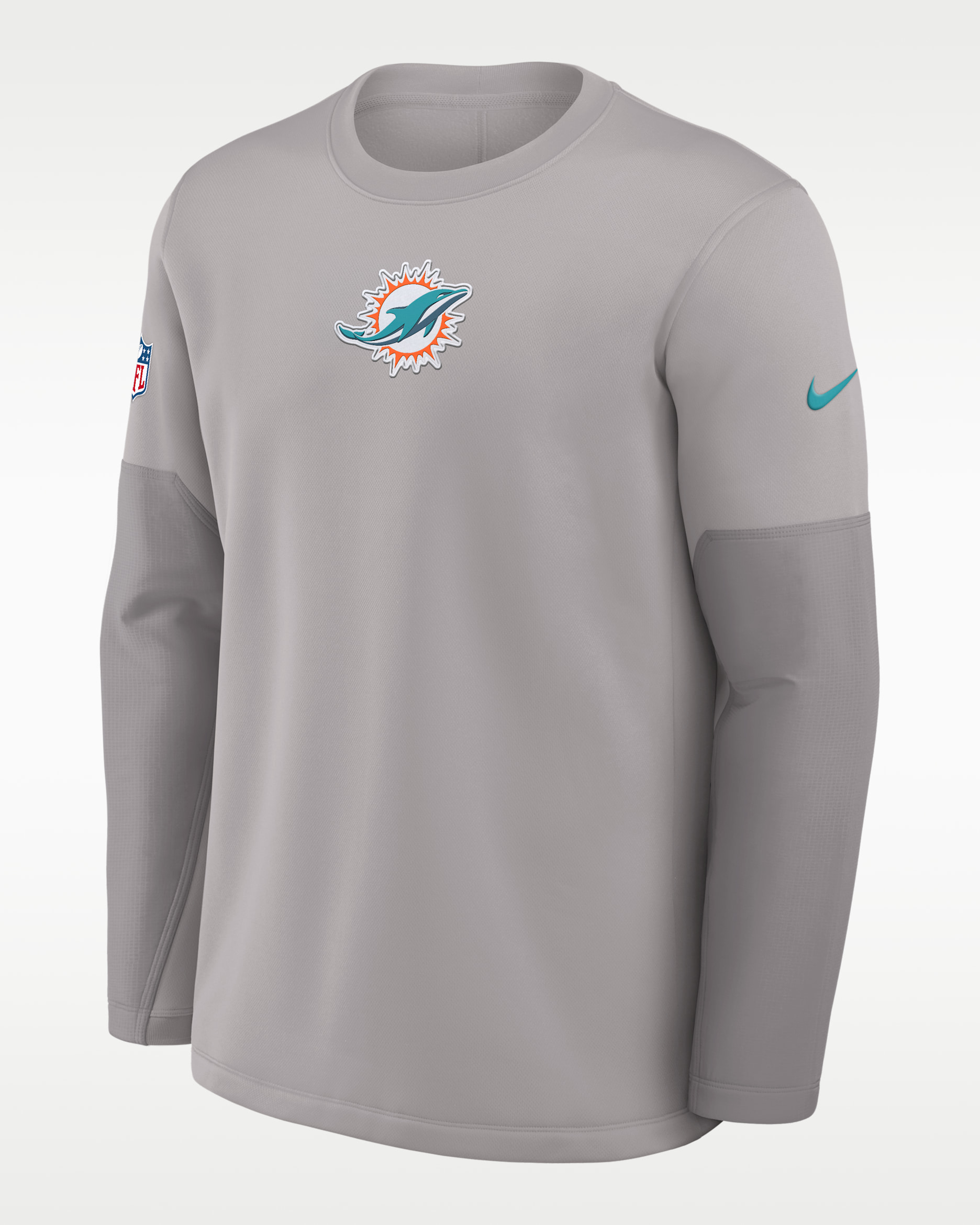 Miami Dolphins Scripted To Win Sideline Coach Men's Nike Therma-FIT NFL Long-Sleeve T-Shirt - Grey