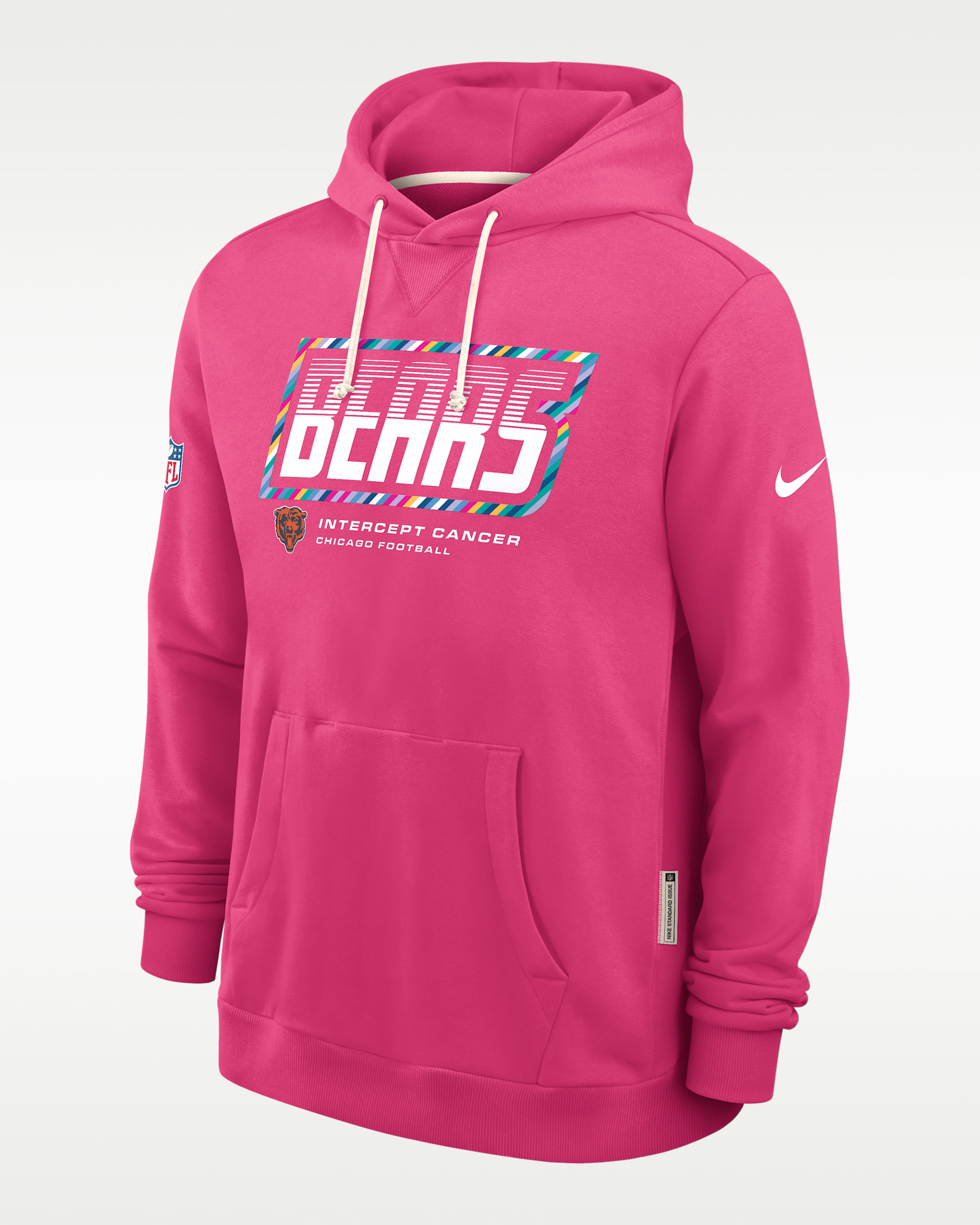 Sudadera con gorro sin cierre Nike Dri-FIT de la NFL para hombre Chicago Bears Crucial Catch Sideline Standard Issue - Rosa
