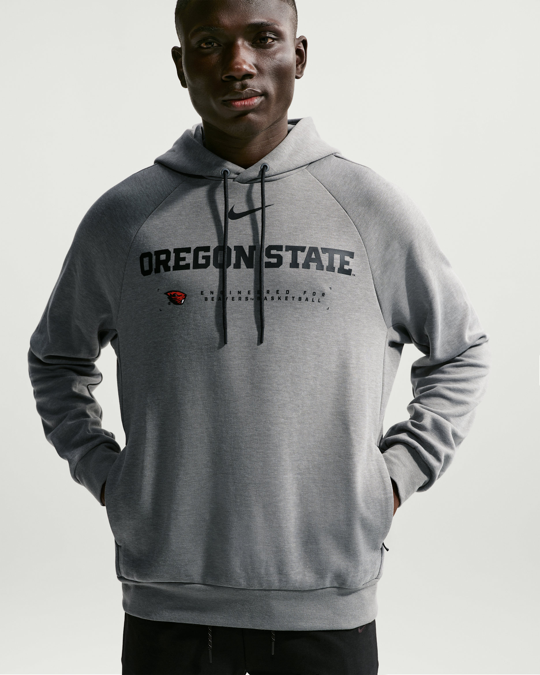 Oregon State Beavers Nike NCAA Men's Basketball Coaches' Pullover Hoodie - Dark Grey Heather/Black