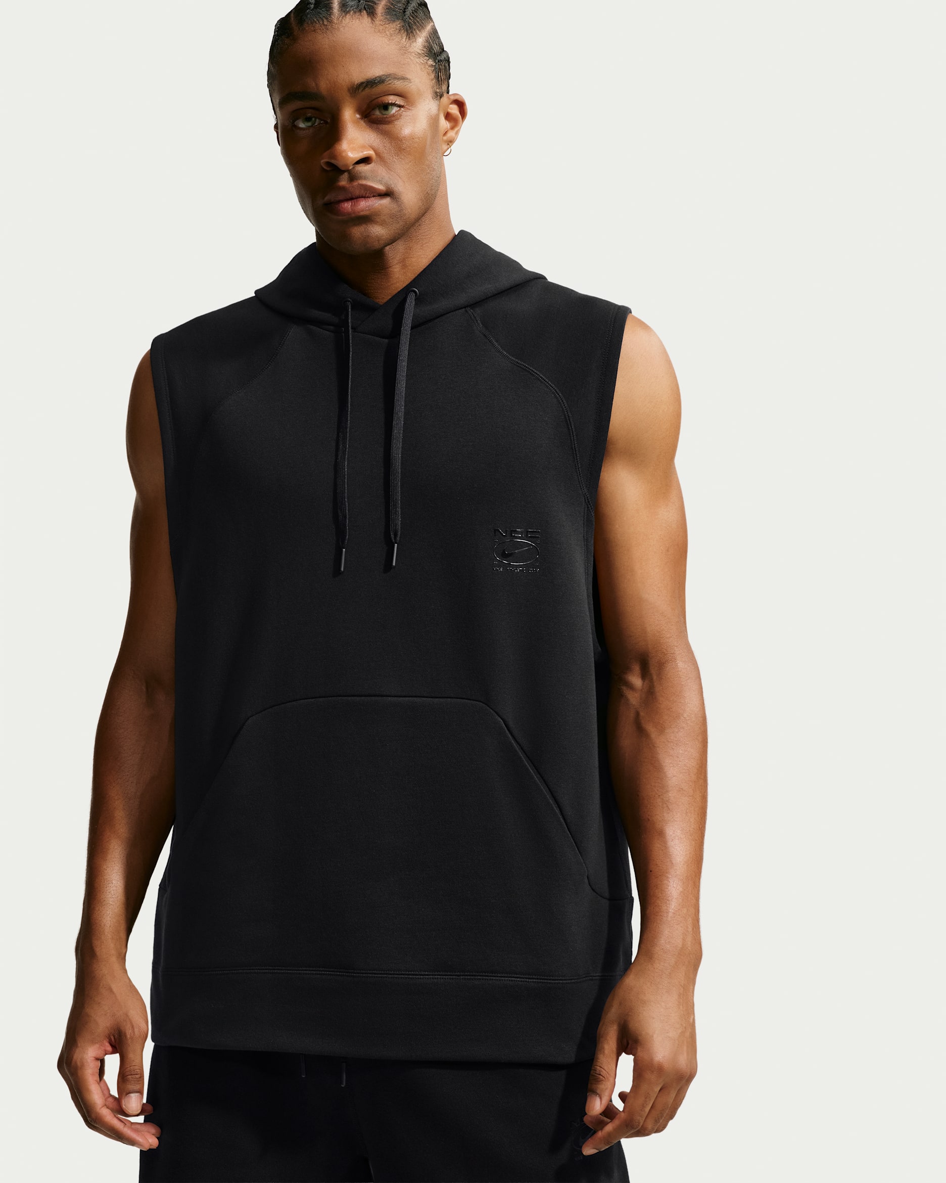 Nike N.A.C. Men's Dri-FIT Fleece Sleeveless Training Hoodie - Black/Black