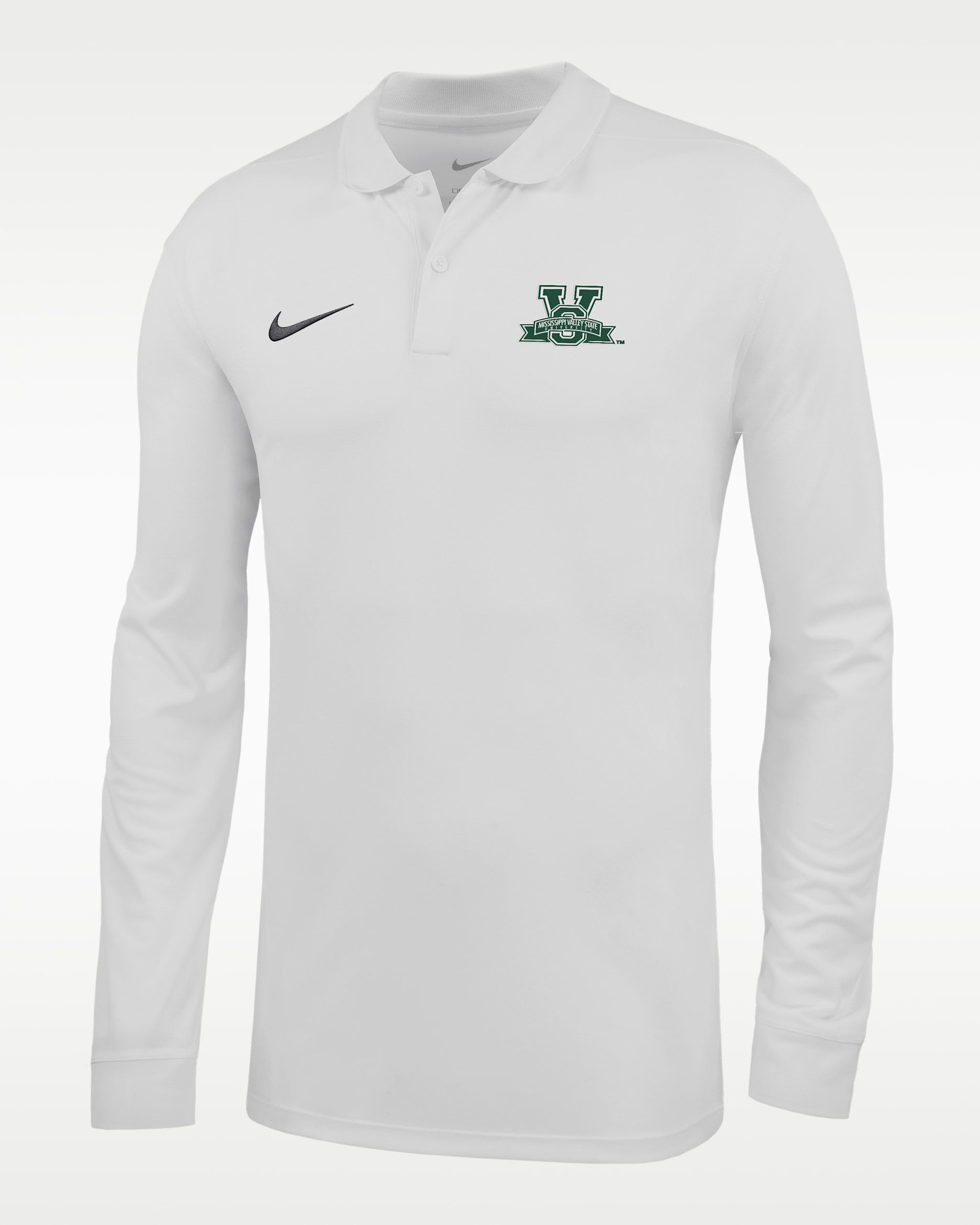 Nike College (Mississippi Valley State University) Men's Dri-FIT Long-Sleeve Polo - White