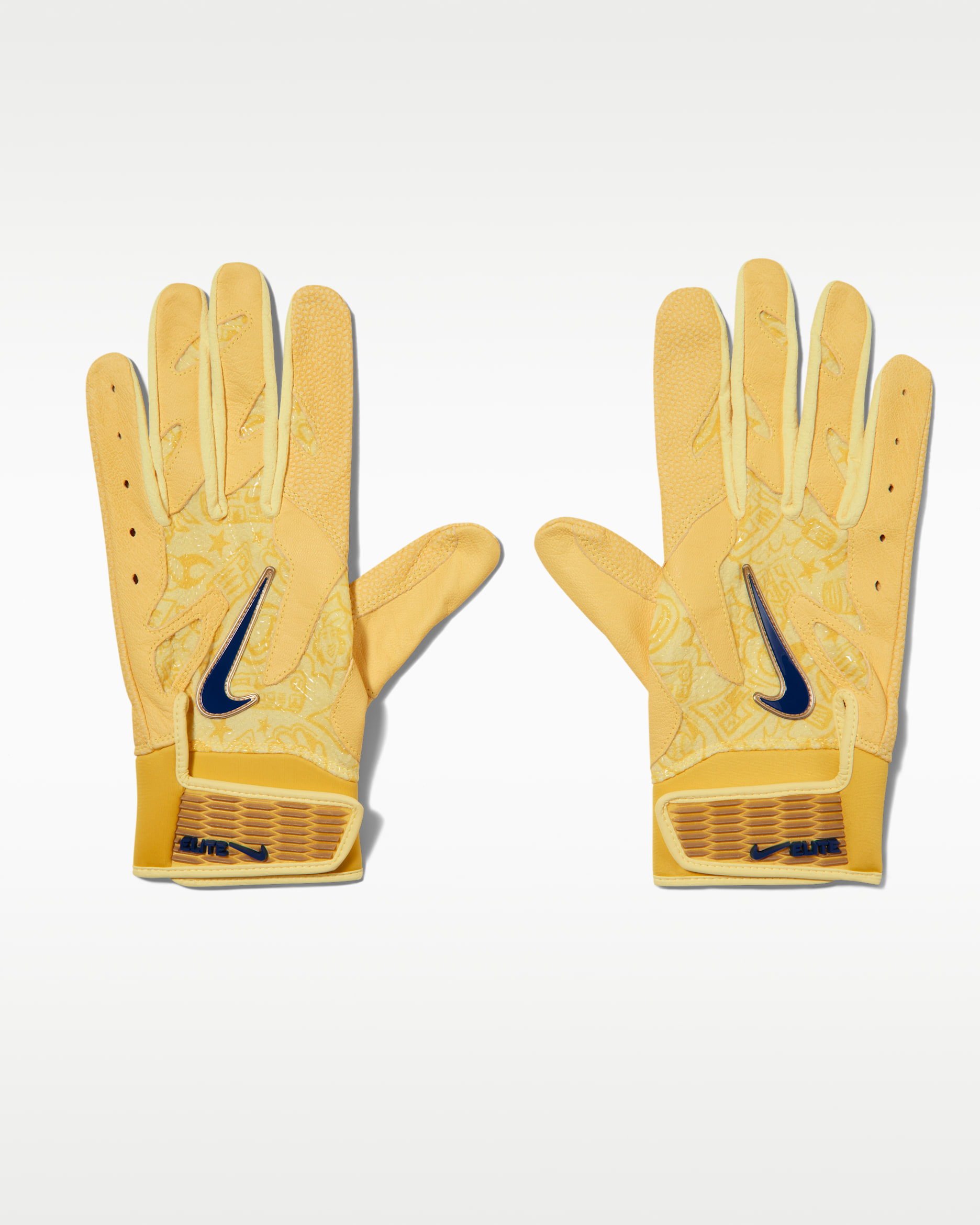 Guantes para bat de béisbol Nike Alpha Elite Acuña - Naranja láser/Oro medio oeste/Transparente