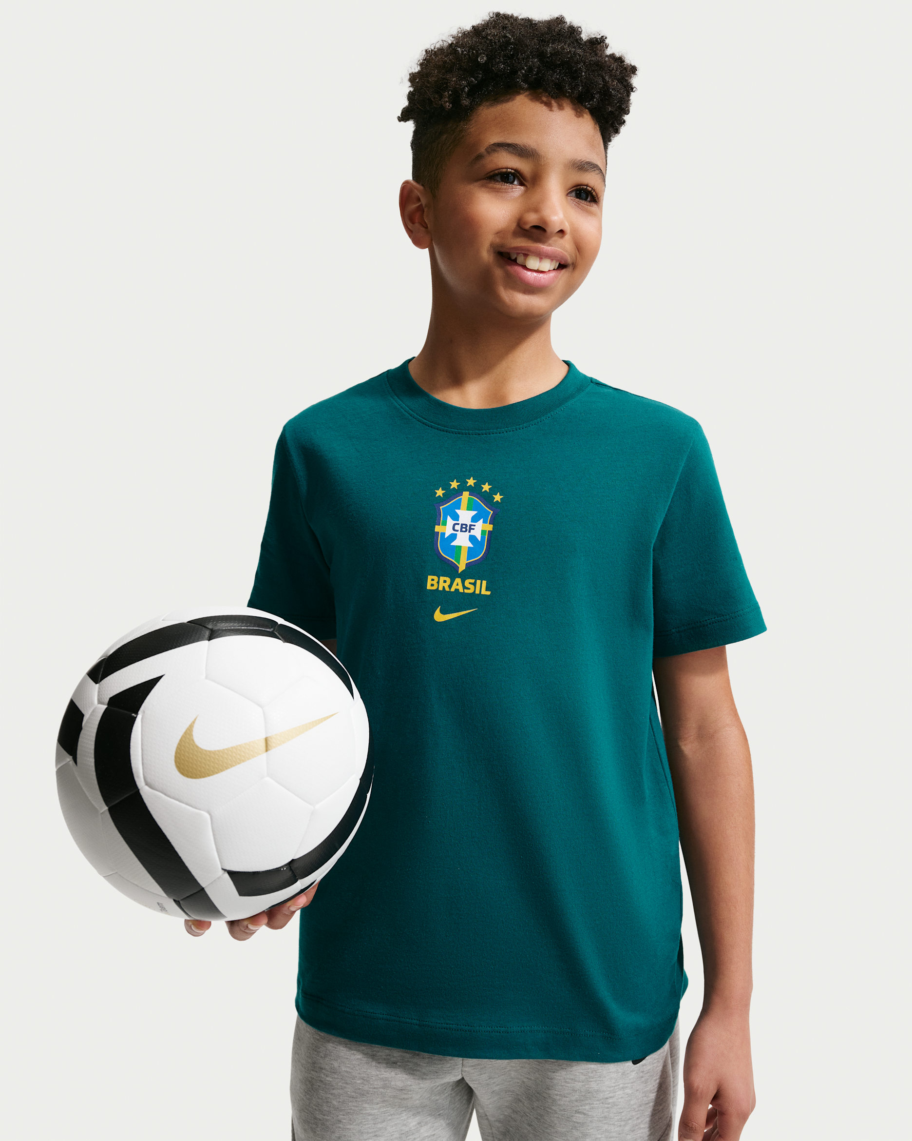 Brazil Big Kids' Nike Soccer T-Shirt - Geode Teal