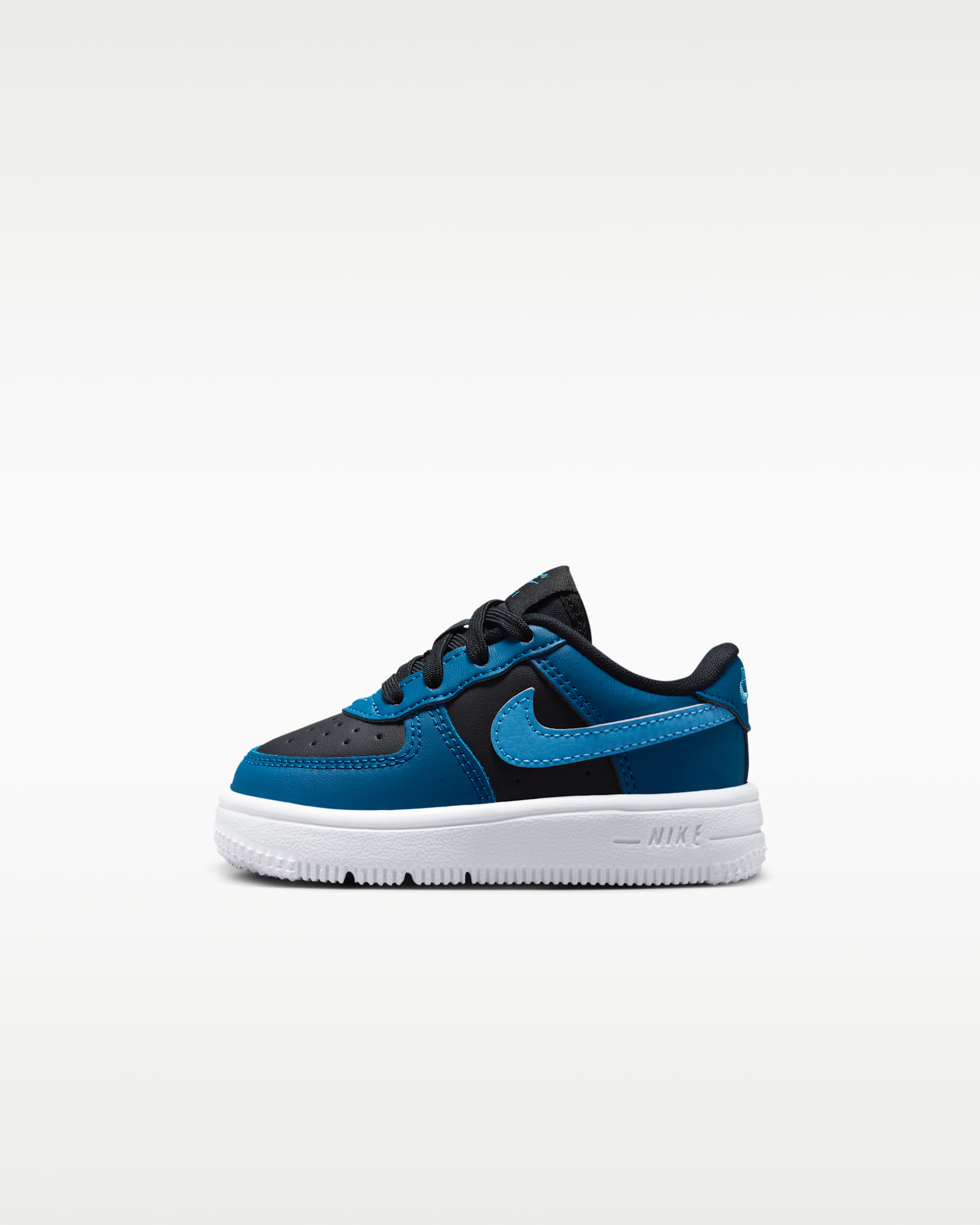 Tenis para bebé e infantil Nike Force 1 Low - Negro/Azul cancha/Blanco/Azul holandés
