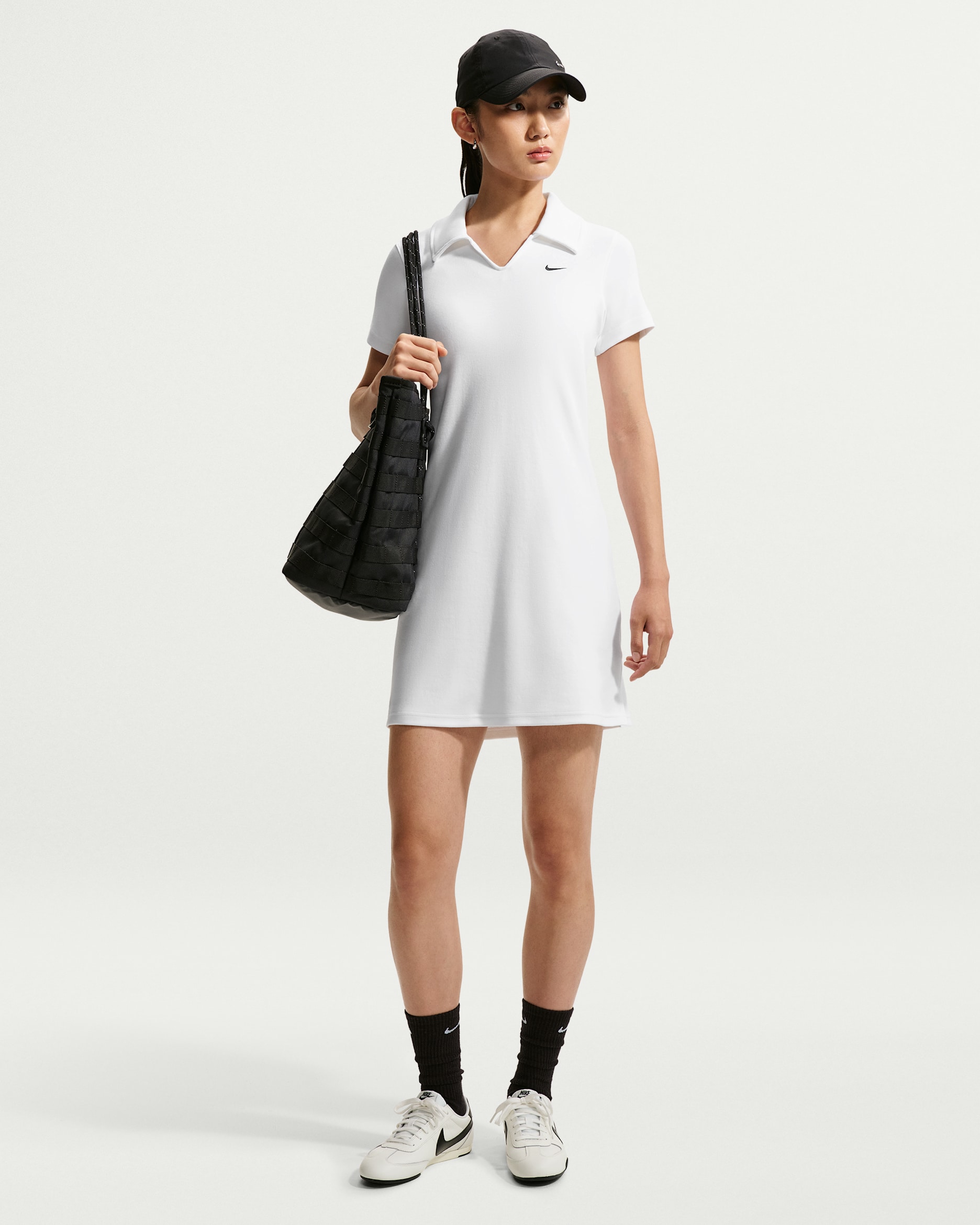 Nike Sportswear Chill Knit Women's Slim Polo Dress - White/Black
