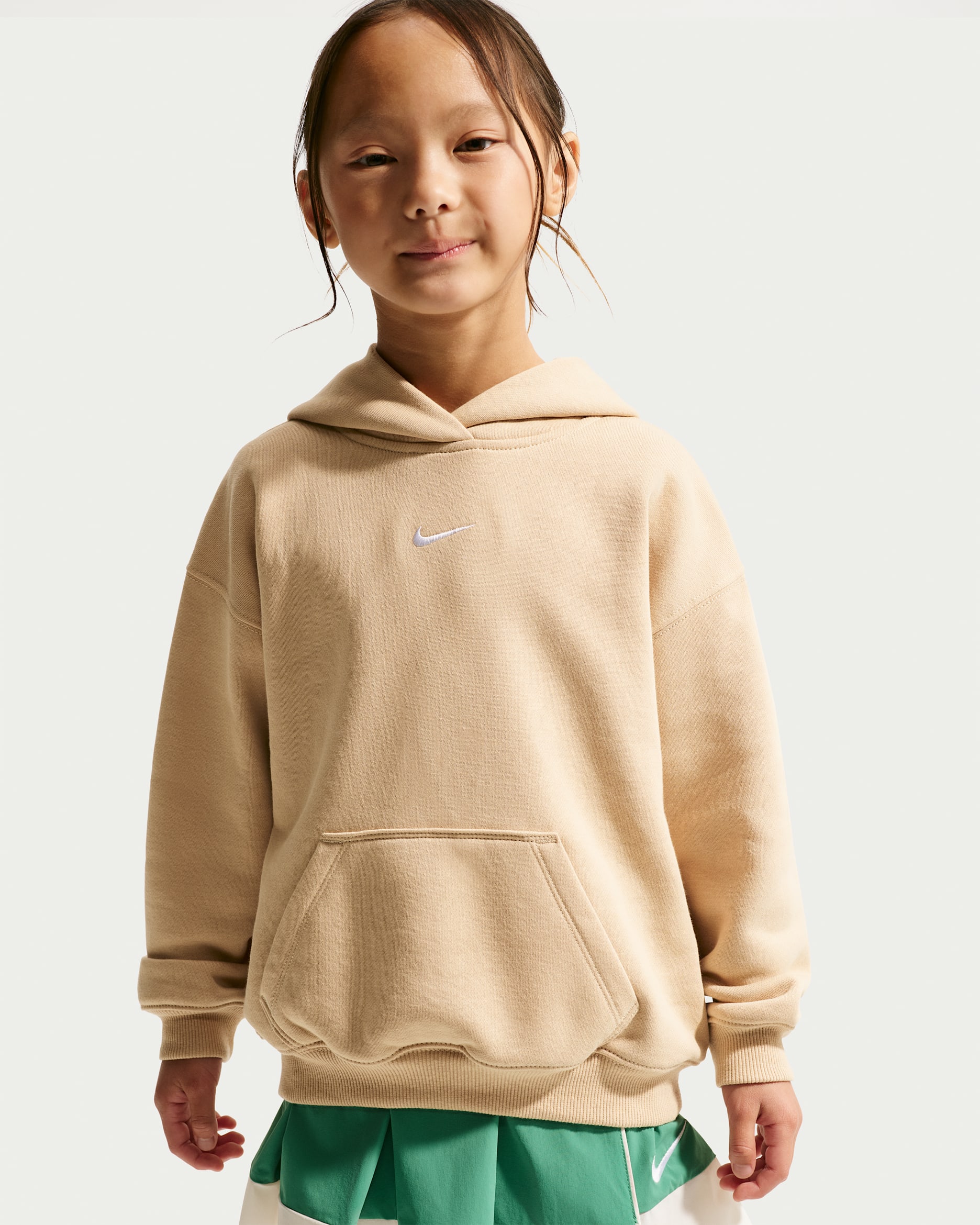 Nike Sportswear Little Kids' Studio Fleece Pullover Hoodie - Linen