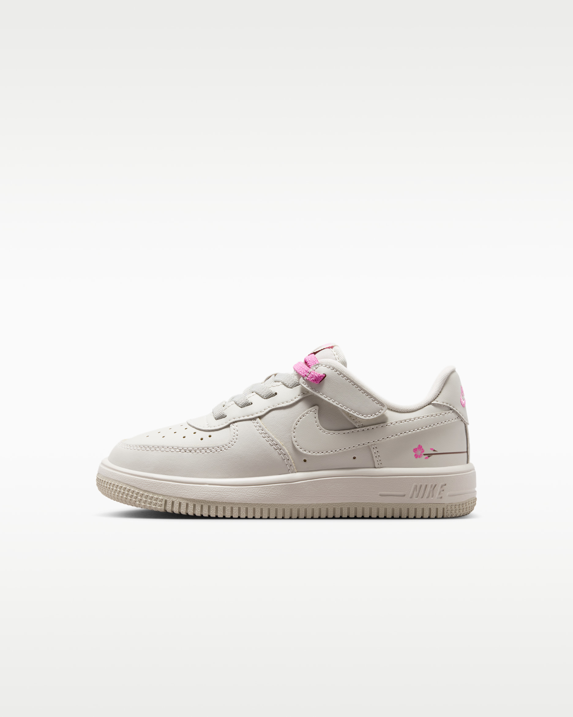 Nike Force 1 Low EasyOn Younger Kids' Shoes - Light Bone/Playful Pink/Fauna Brown/Light Bone