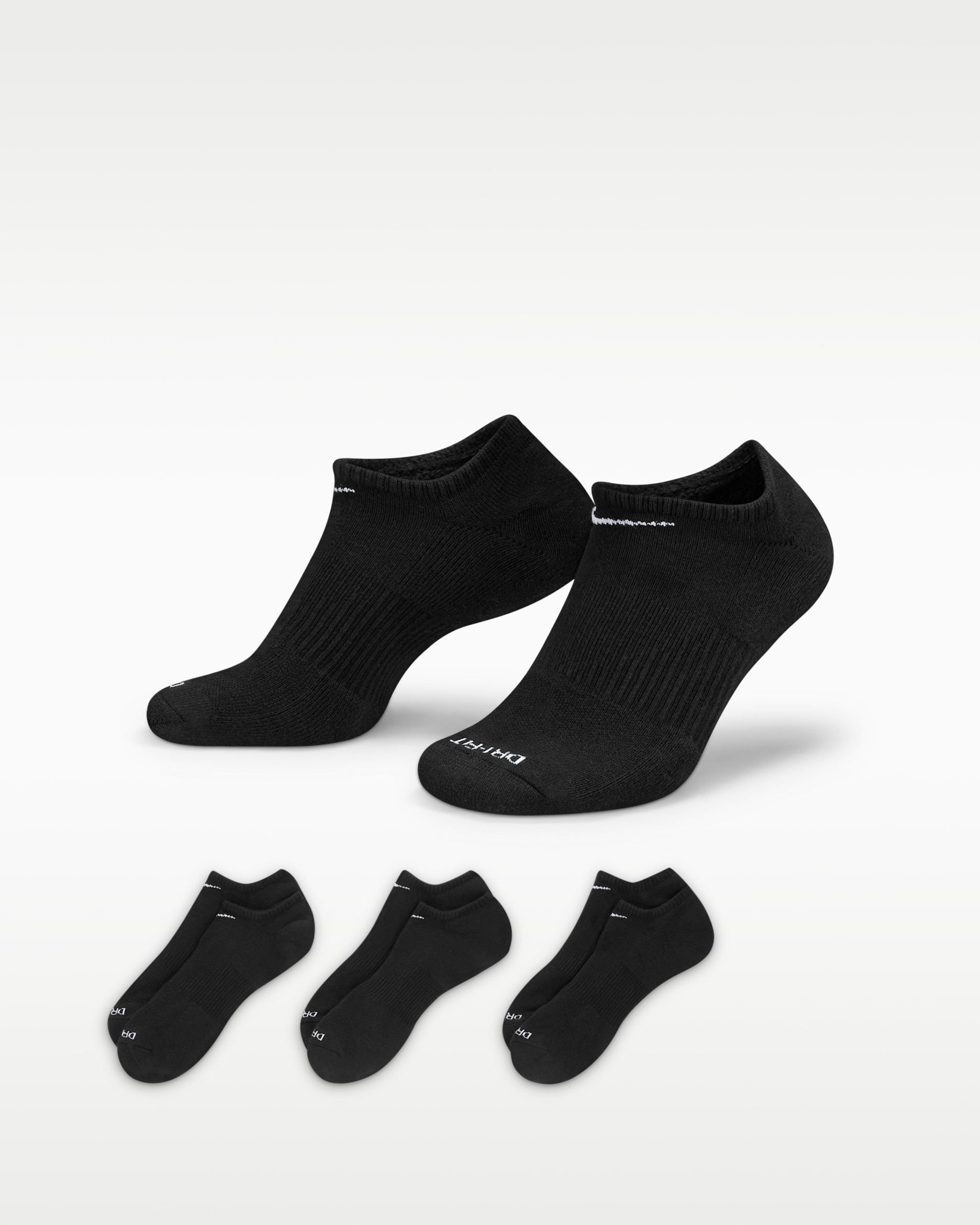 Nike Everyday Plus Cushion Training No-Show Socks (3 Pairs) - Black/White