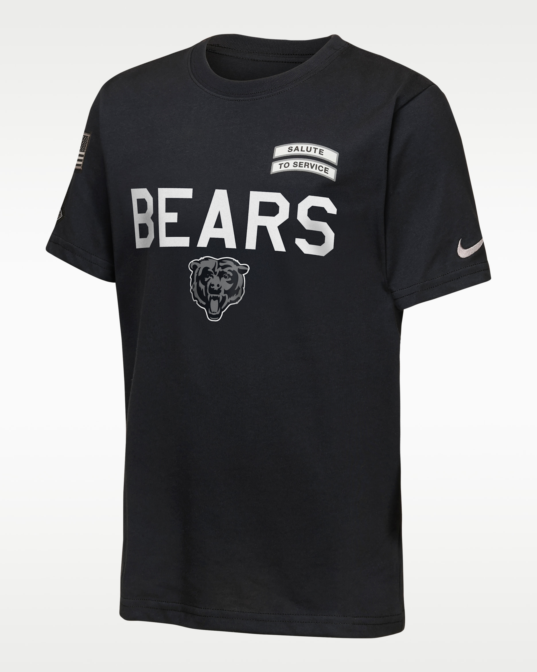 Playera Nike Dri-FIT de la NFL para niños talla grande Chicago Bears Salute to Service Sideline - Negro