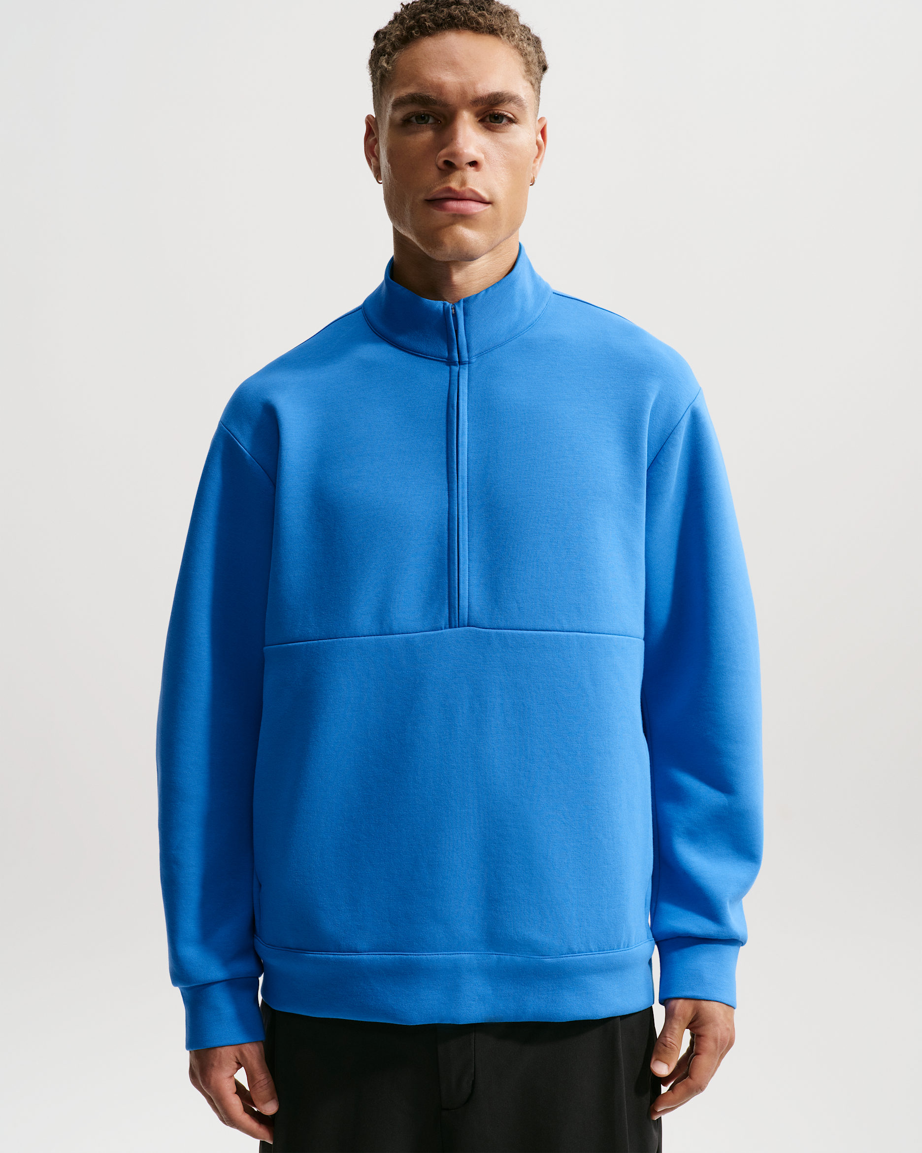 Playera Dri-FIT de medio cierre para hombre Nike 24.7 ImpossiblySoft - Azul foto claro/Negro/Azul chispa