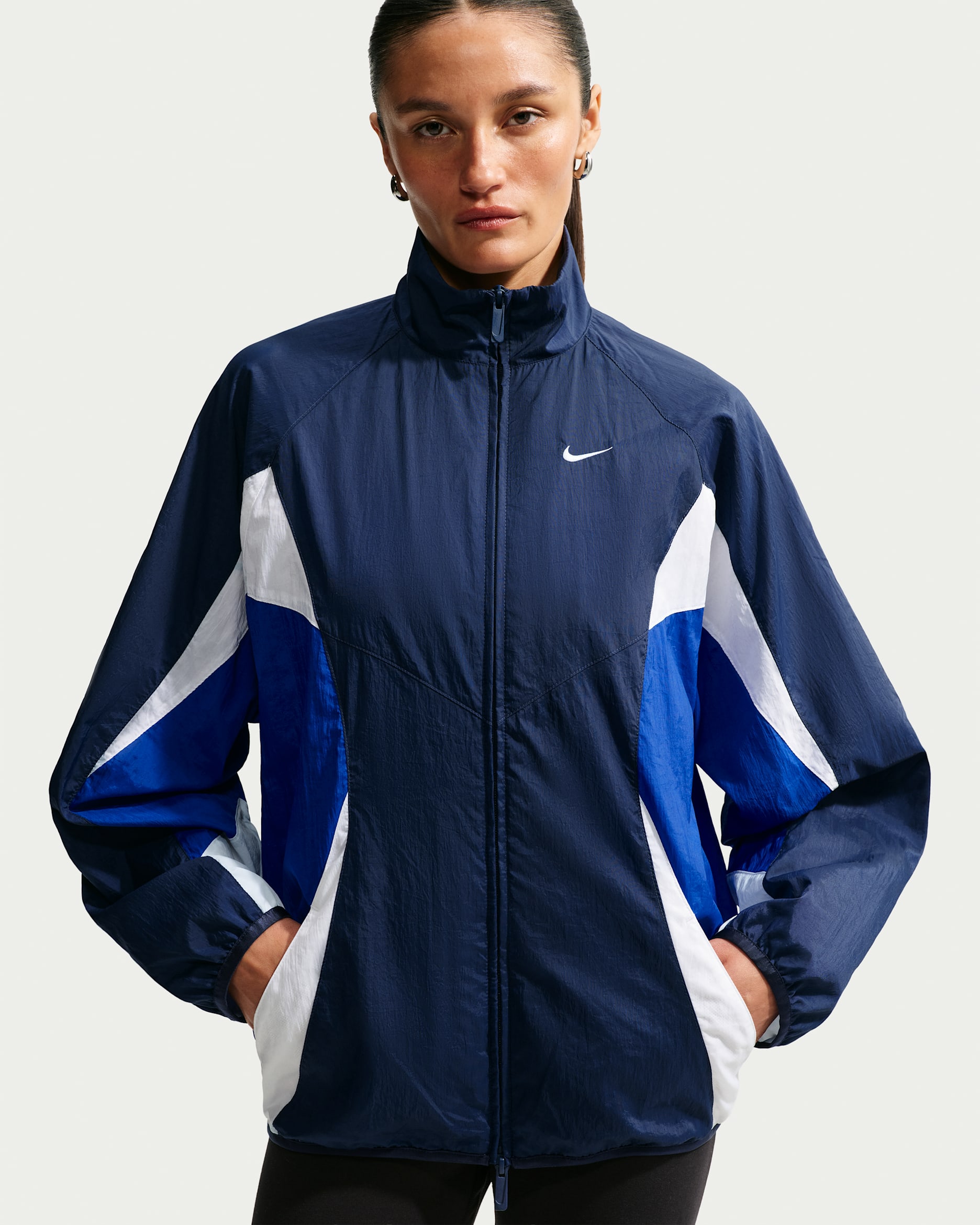 Nike Sportswear Women's Oversized Tracksuit Jacket - Midnight Navy/Old Royal/White/White