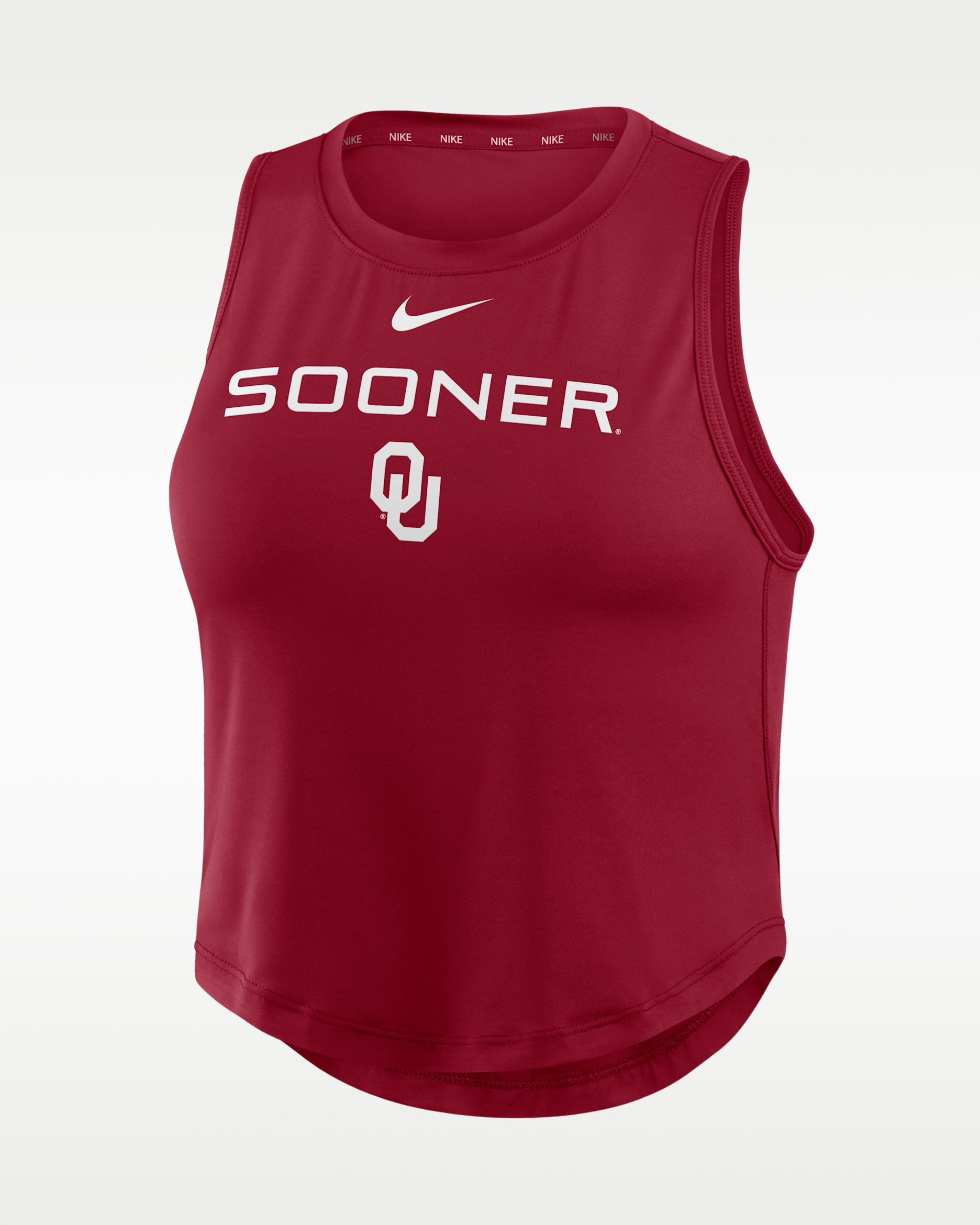 Oklahoma One Women's Nike Dri-Fit Cropped Tank Top - Team Crimson