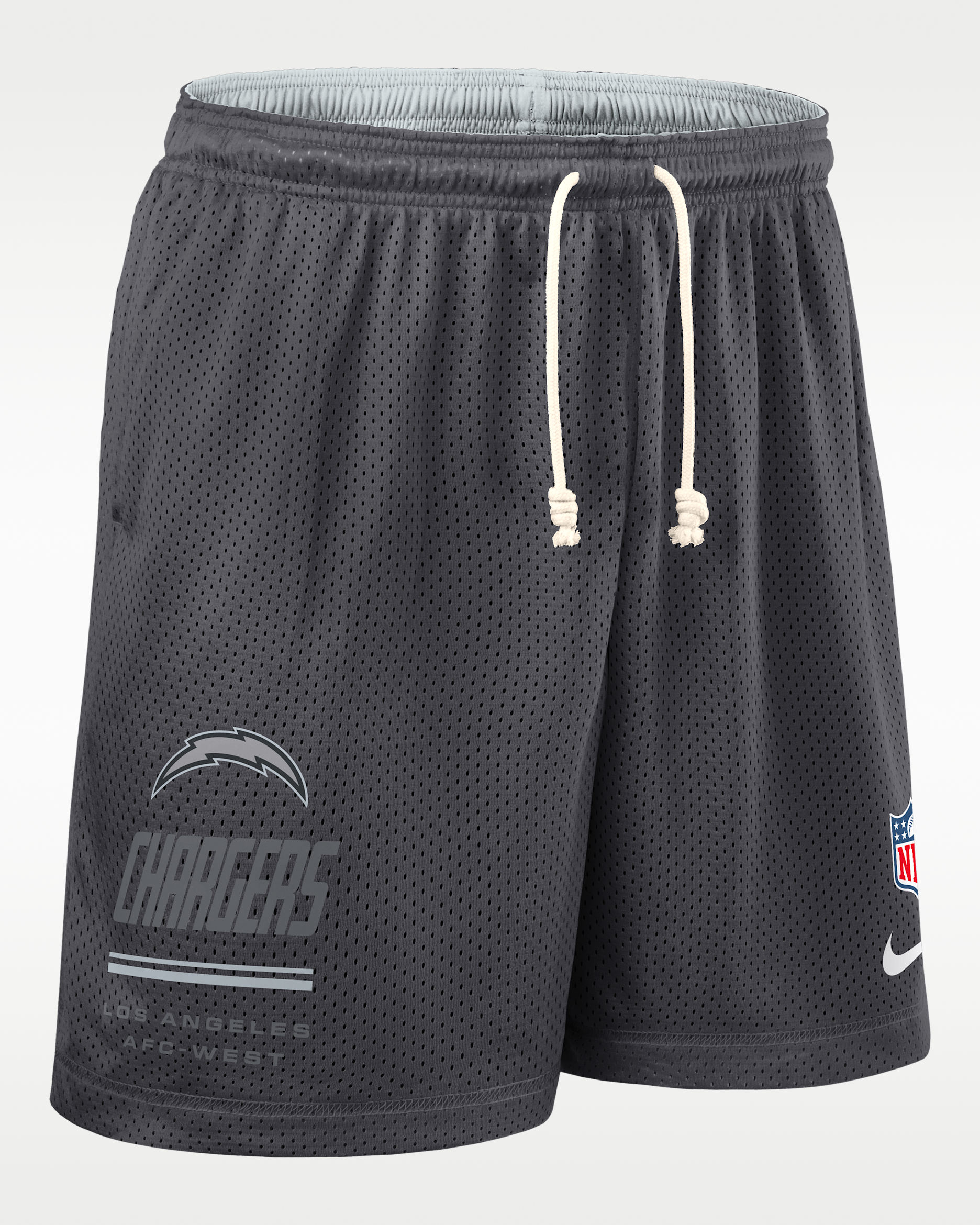 Los Angeles Chargers Sideline Reversible Men's Nike Dri-FIT NFL Shorts - Anthracite/Platinum