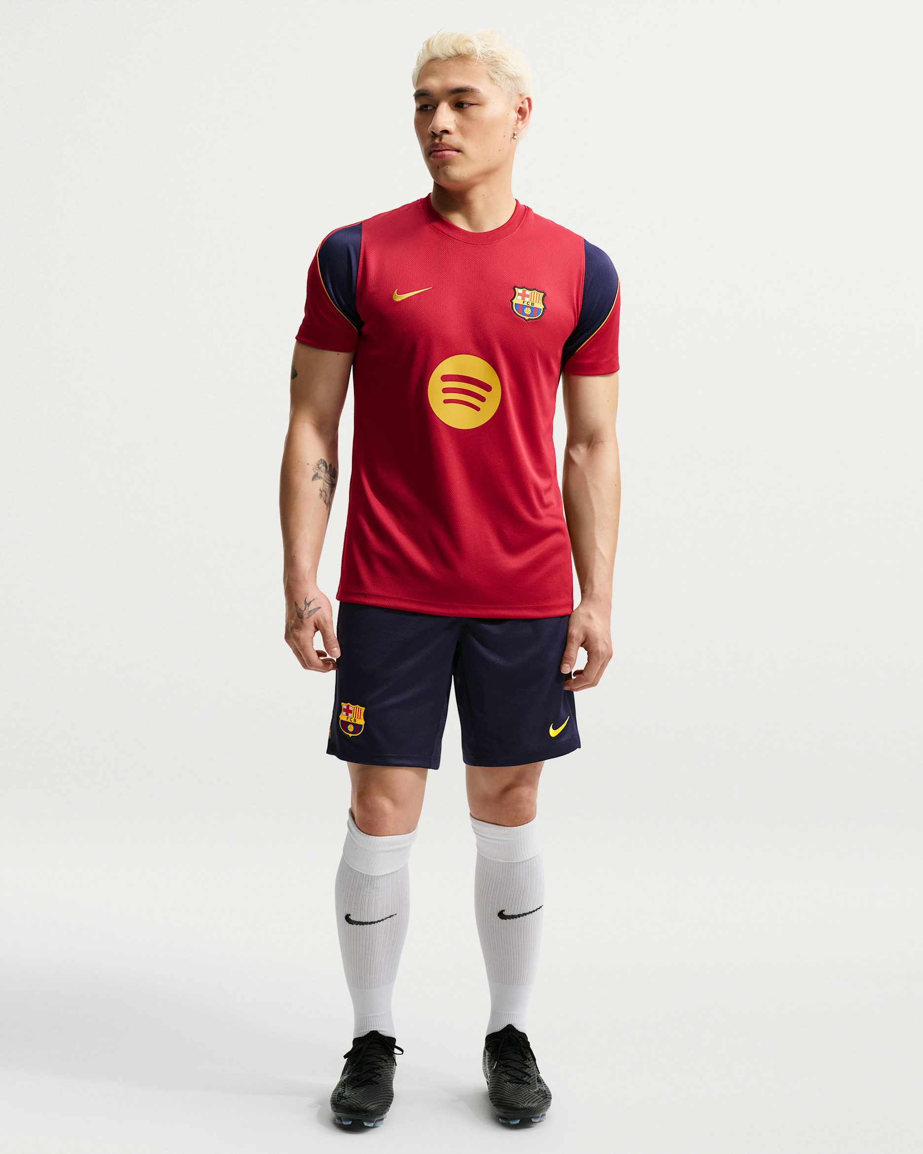 FC Barcelona Strike Men's Nike Dri-FIT Soccer Knit Shorts - Blackened Blue/Noble Red/Mineral Yellow