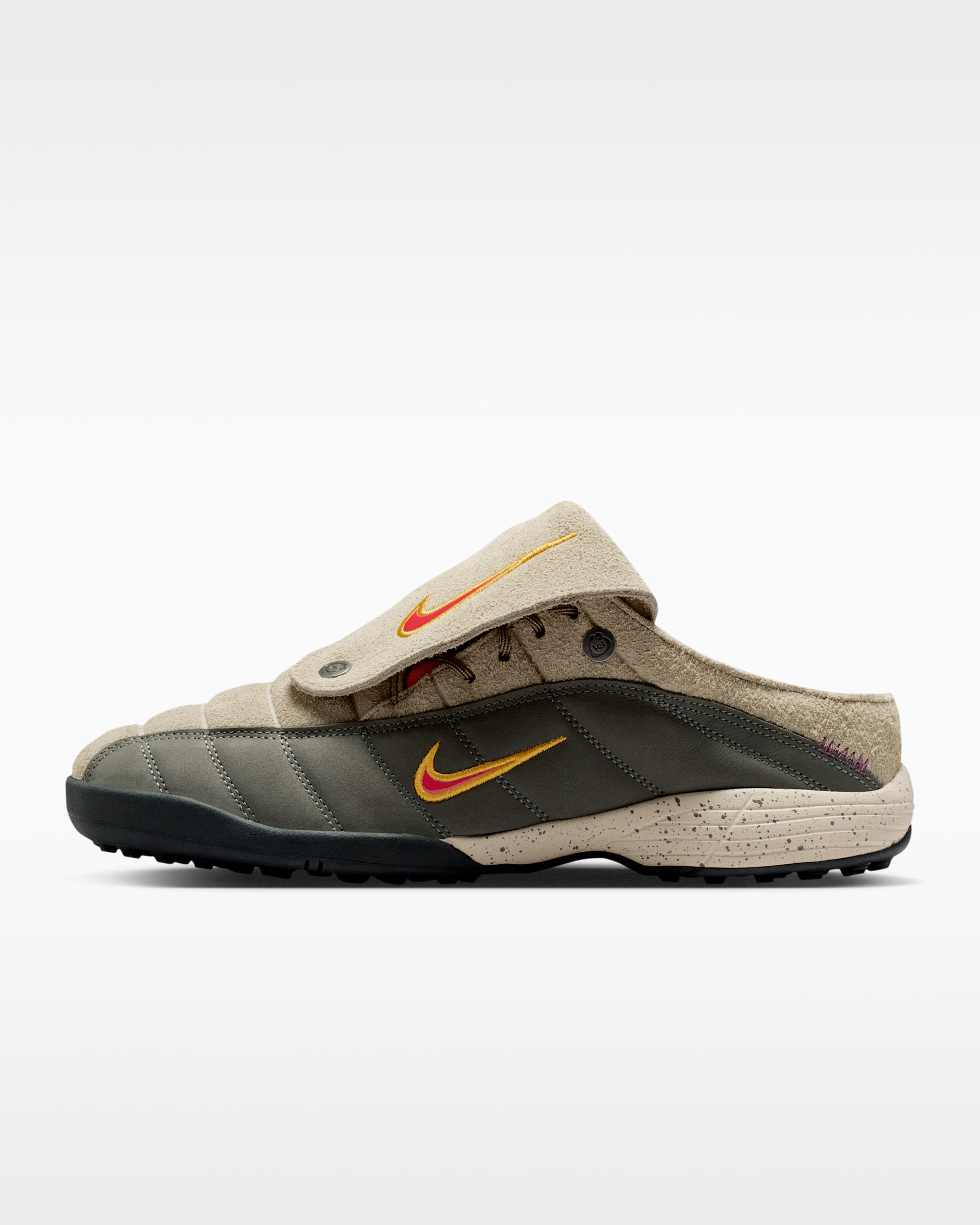 Nike x Kids Of Immigrants T90 Men's Mules - Khaki/Fusion Red/Orange Horizon/University Gold