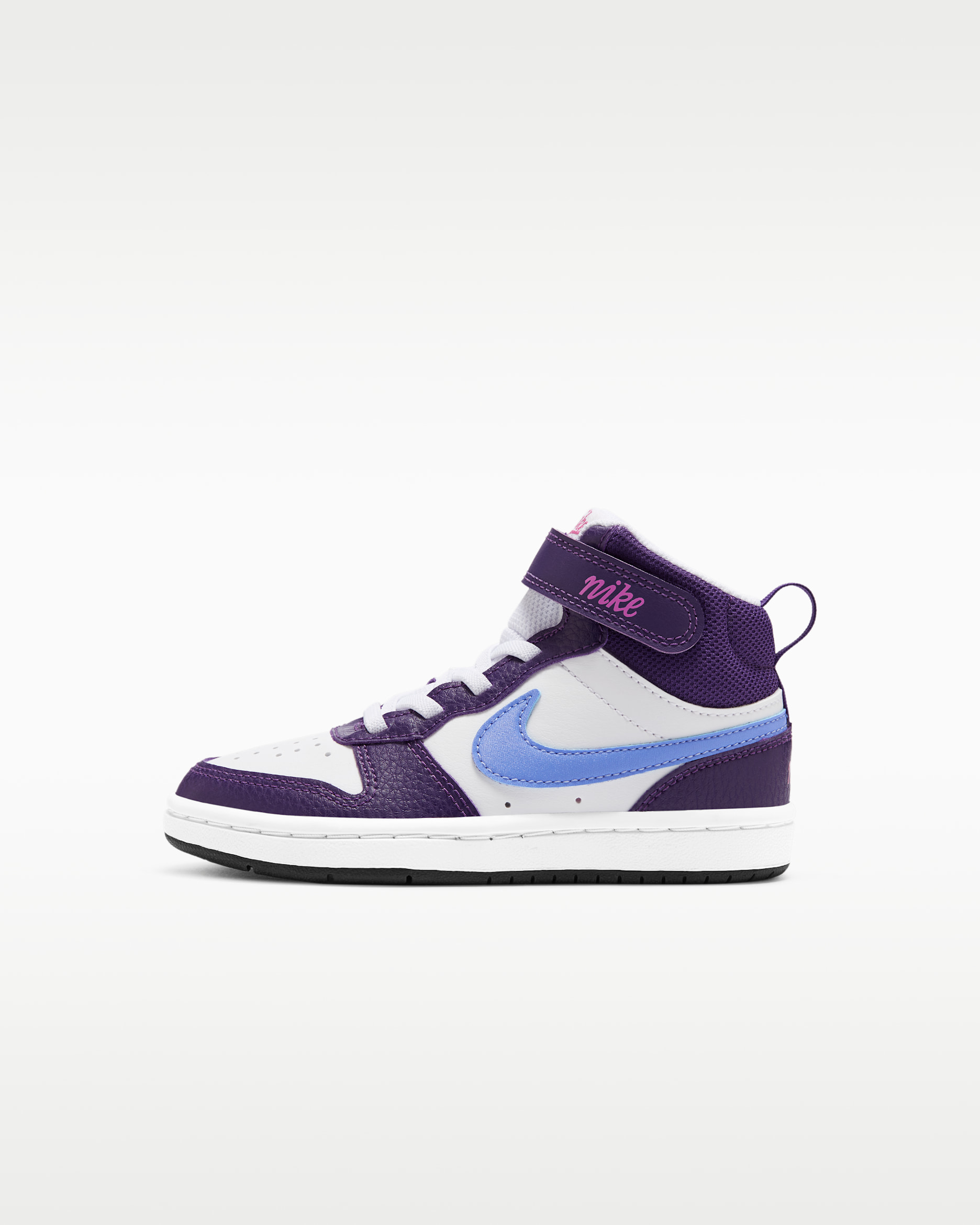 Nike Court Borough Mid 2 Little Kids' Shoes - White/Eggplant/Active Fuchsia/Royal Pulse