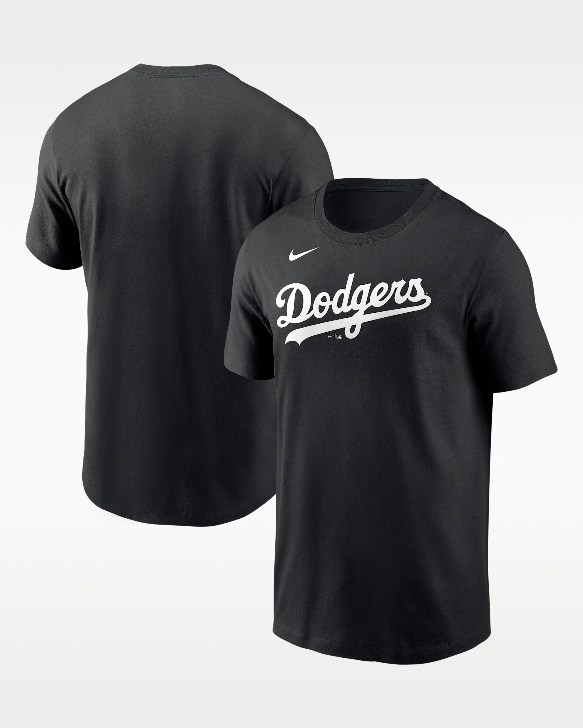 Playera marca denominativa Nike de la MLB de algodón para hombre Los Angeles Dodgers - Negro
