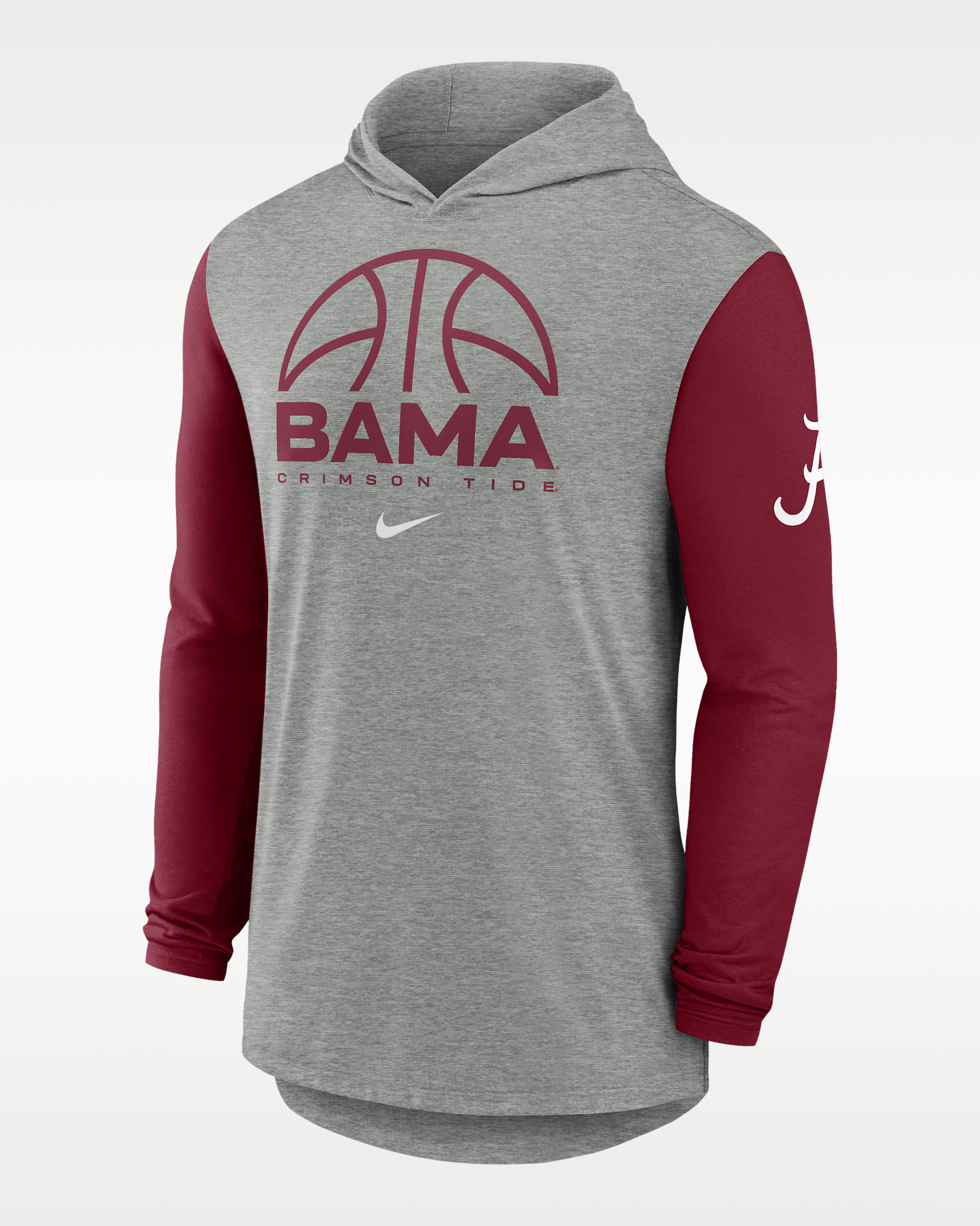 Alabama Basketball Men's Nike Dri-FIT College Long-Sleeve Hooded T-Shirt - Grey