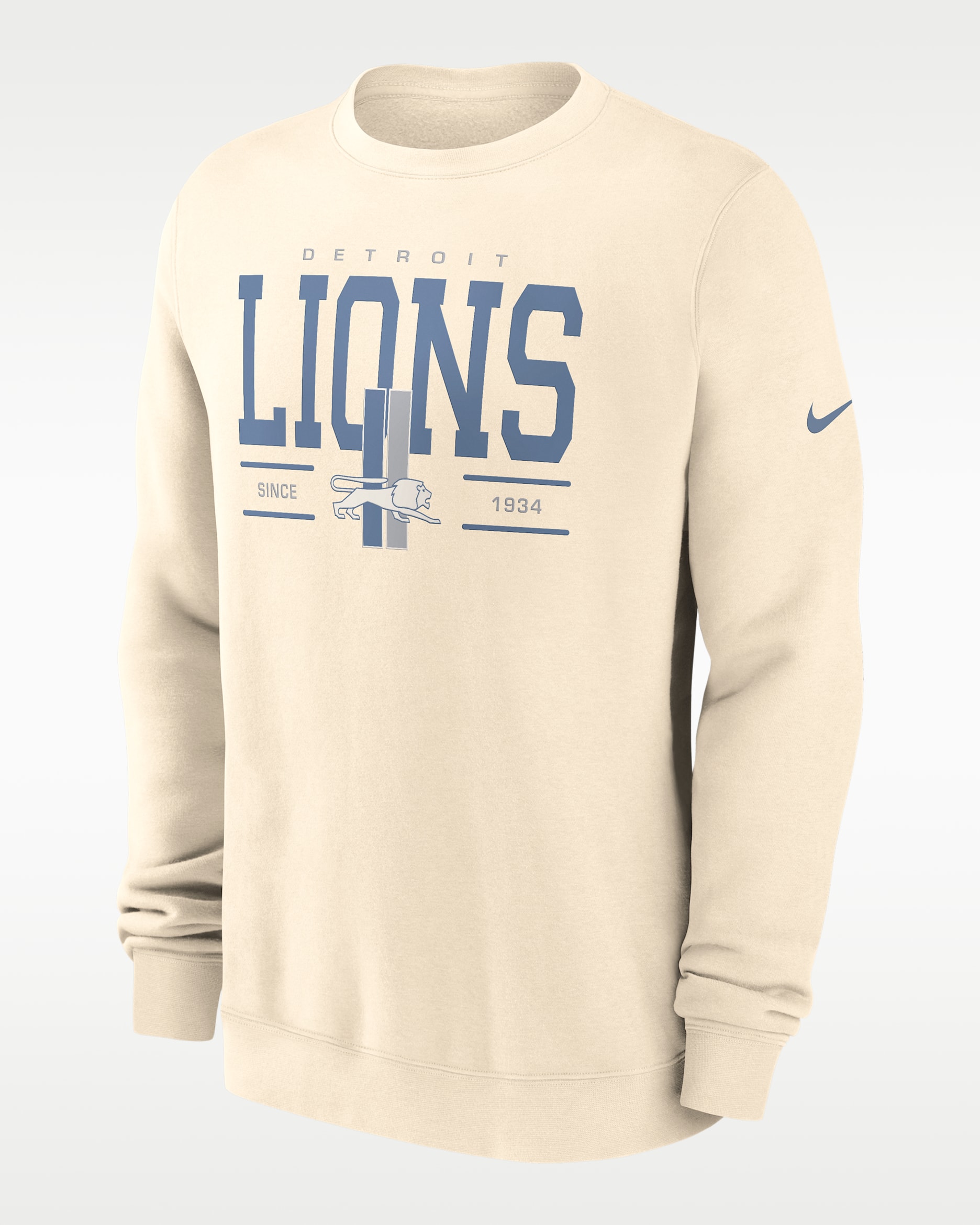 Detroit Lions Club Men's Nike NFL Pullover Crew - Natural