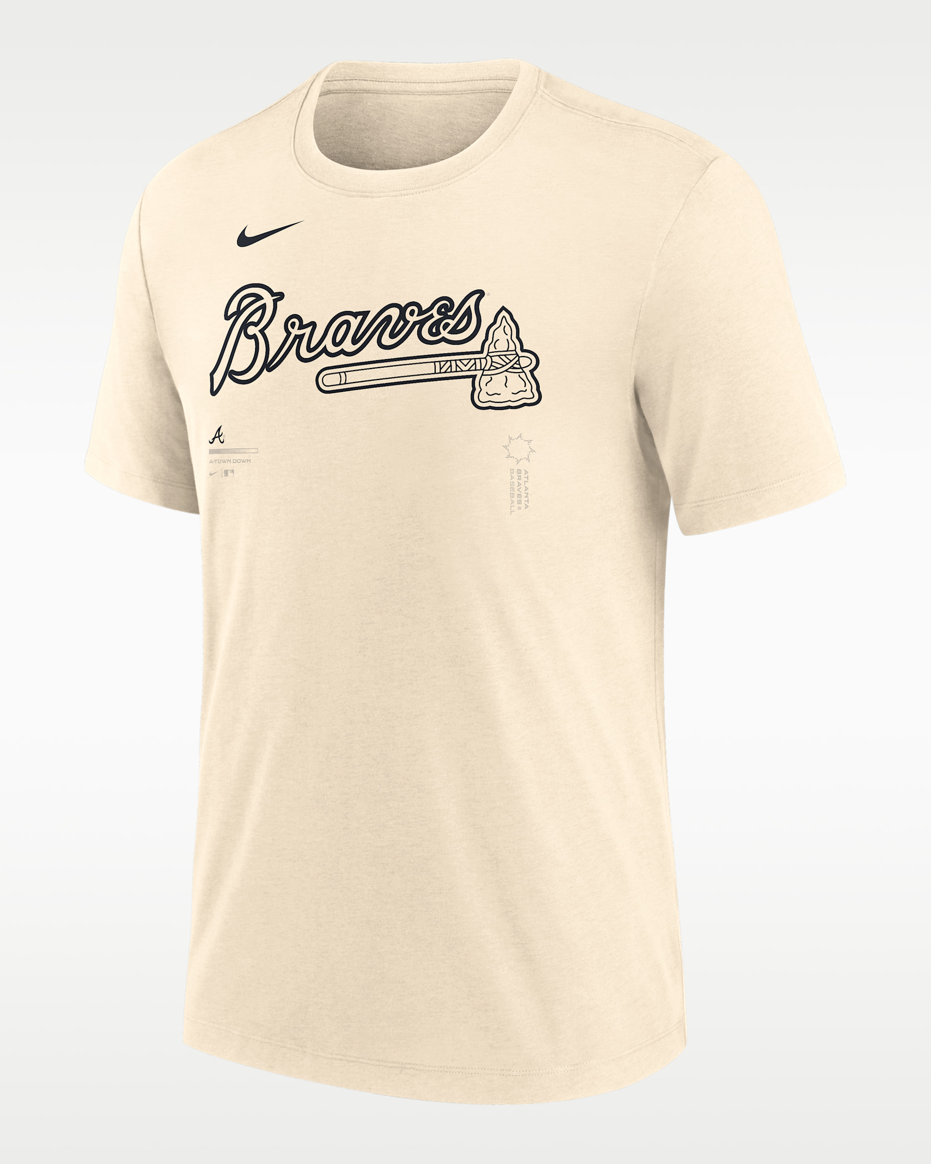 Playera Nike de la MLB para hombre Atlanta Braves Wordmark - Natural