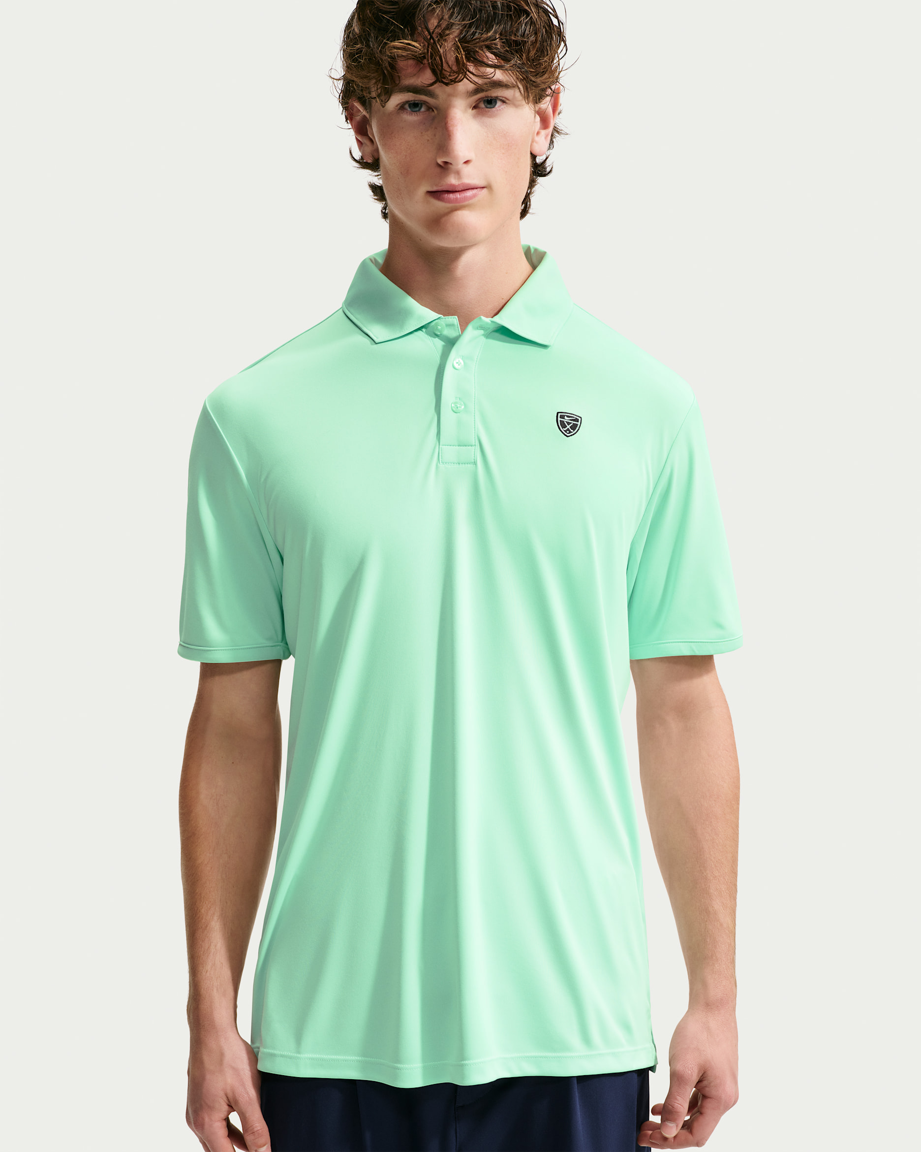 Nike Par Men's Dri-FIT Chest Logo Golf Polo - Arctic Green/White