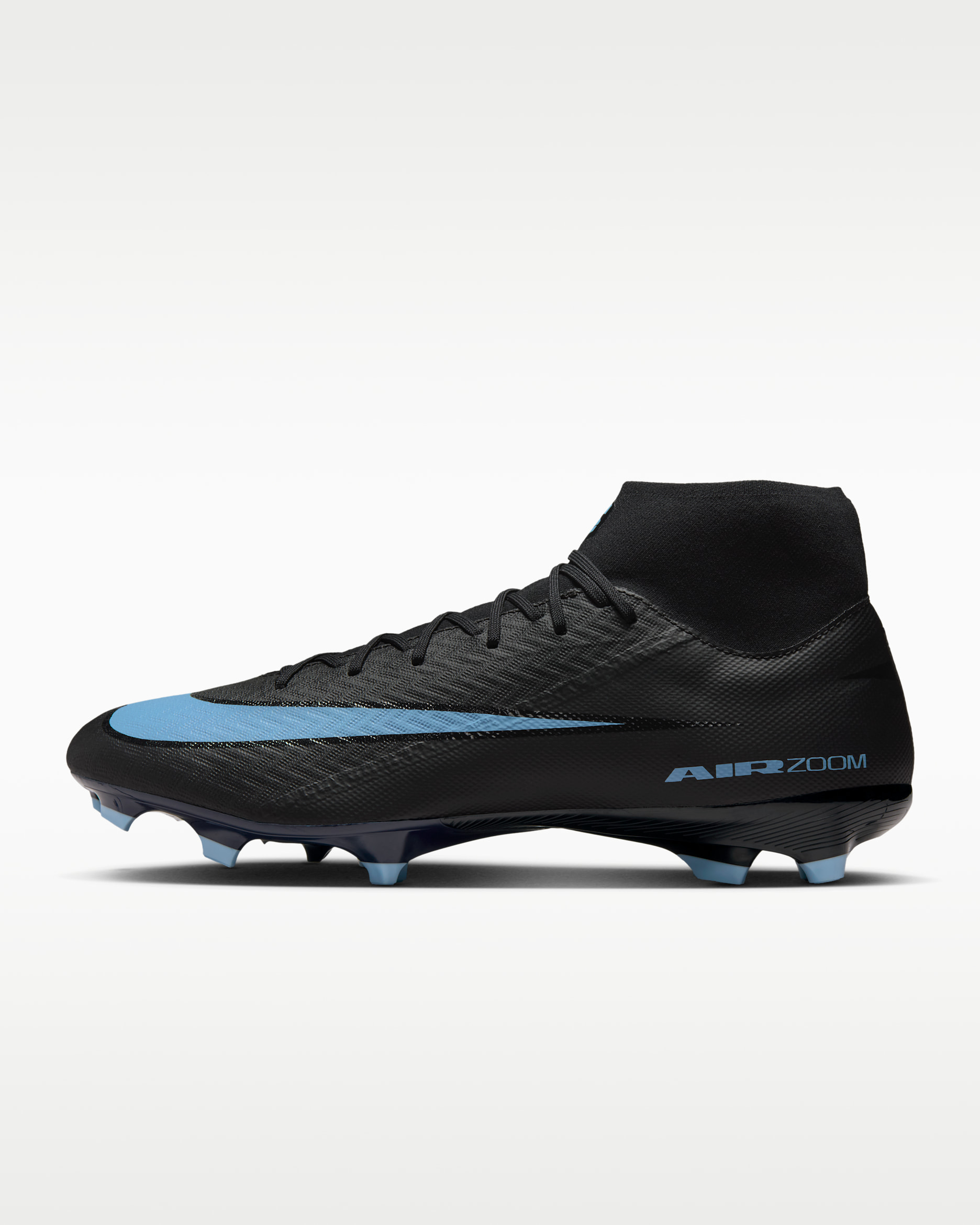 Nike Mercurial Superfly 10 Academy többféle talajra készült, magas szárú futballcipő - Fekete/Ice Blue