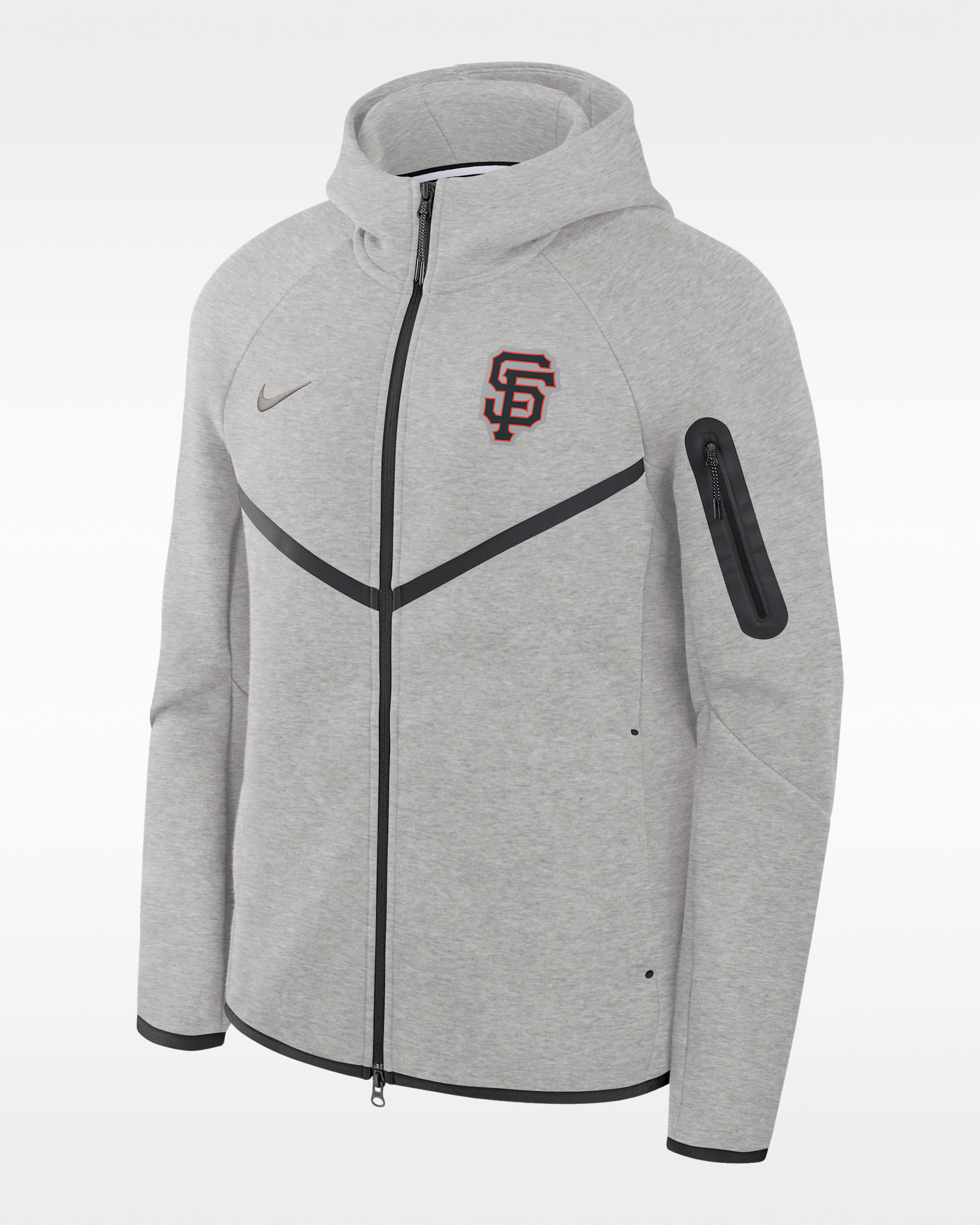 San Francisco Giants Tech Fleece Windrunner Men's Nike MLB Full-Zip Hooded Jacket - Charcoal Heather