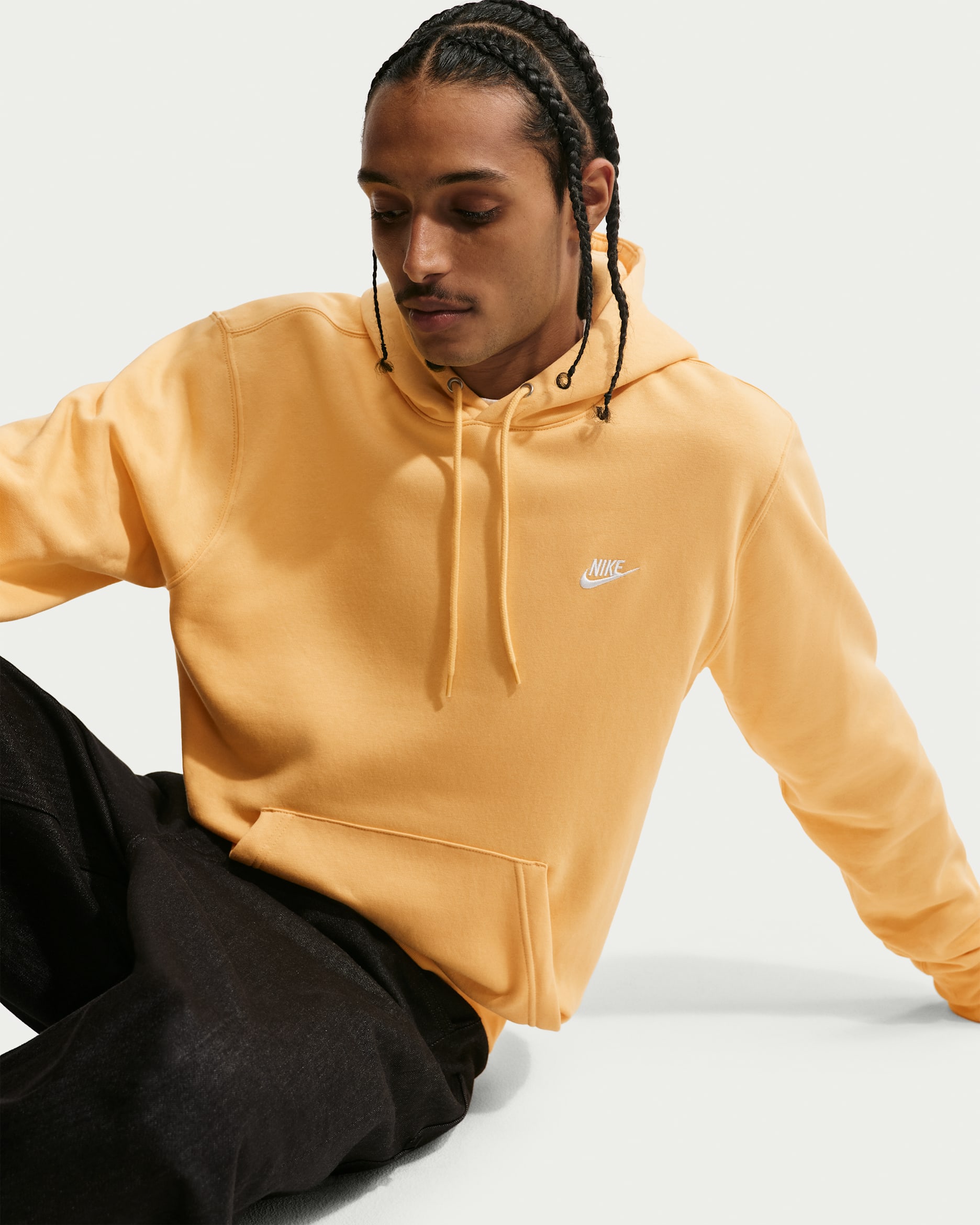 Nike Club Men's Pullover Fleece Hoodie - Topaz Gold/Topaz Gold/White