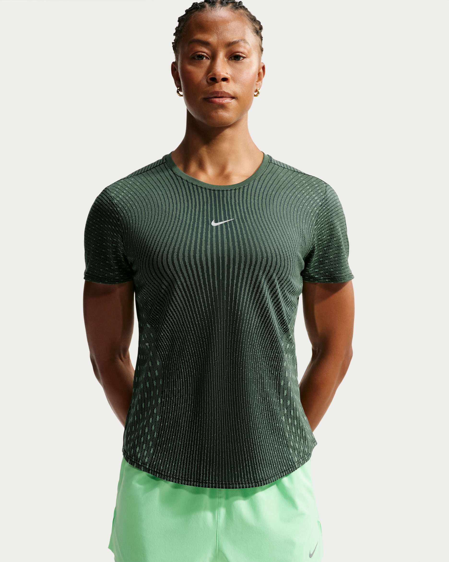 Nike Swift Women's Aero-FIT Short-Sleeve Running Top - Black/Light Green Spark