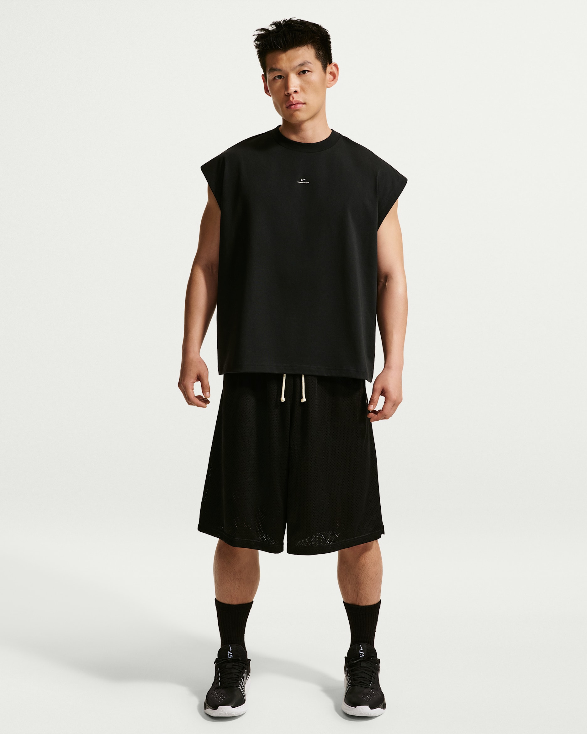 나이키 스탠다드 이슈 남성 드라이 핏 14인치 연습용 메쉬 농구 쇼츠 - 블랙/페일 아이보리