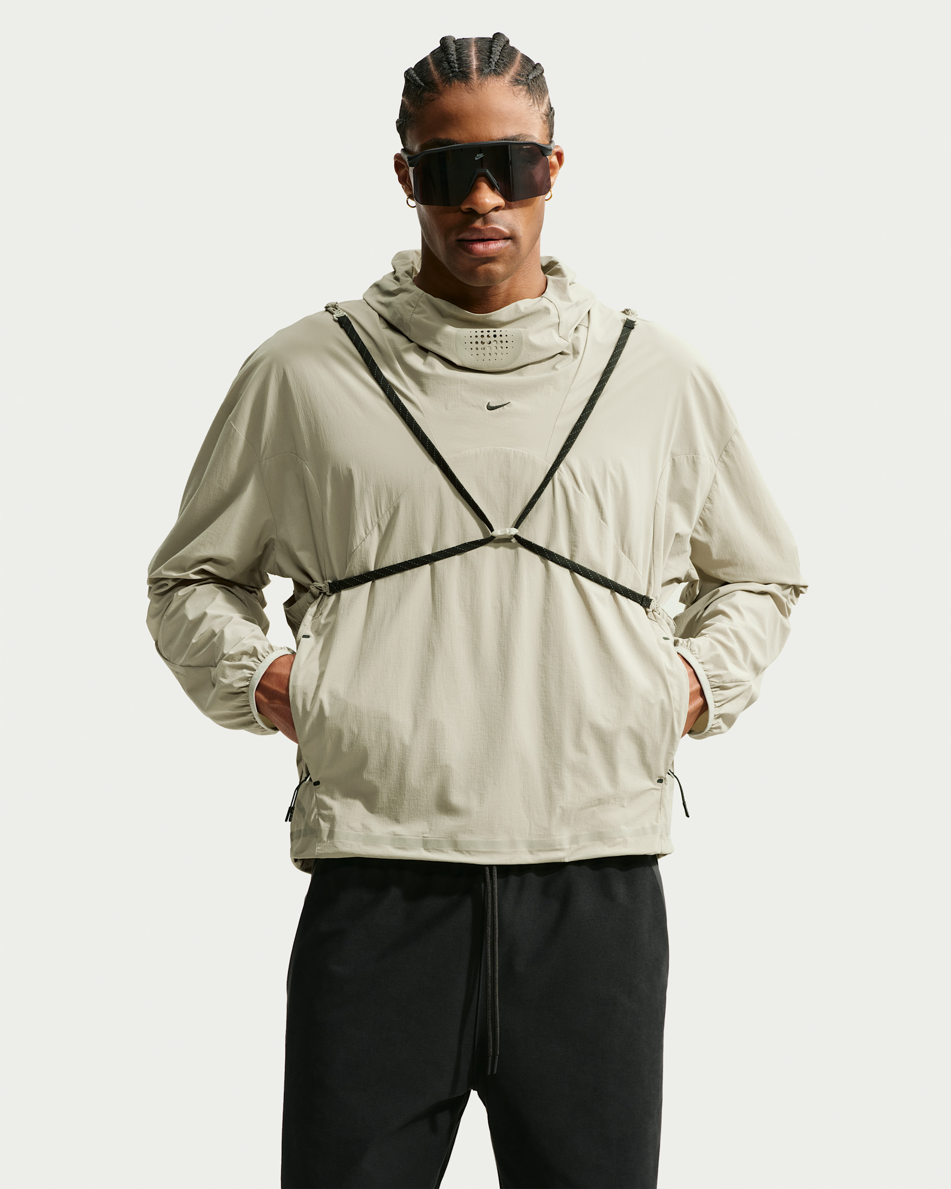 Nike Tech Helios Men's Dri-FIT Convertible Pullover Top - Spruce Fog/Light Pumice/Black