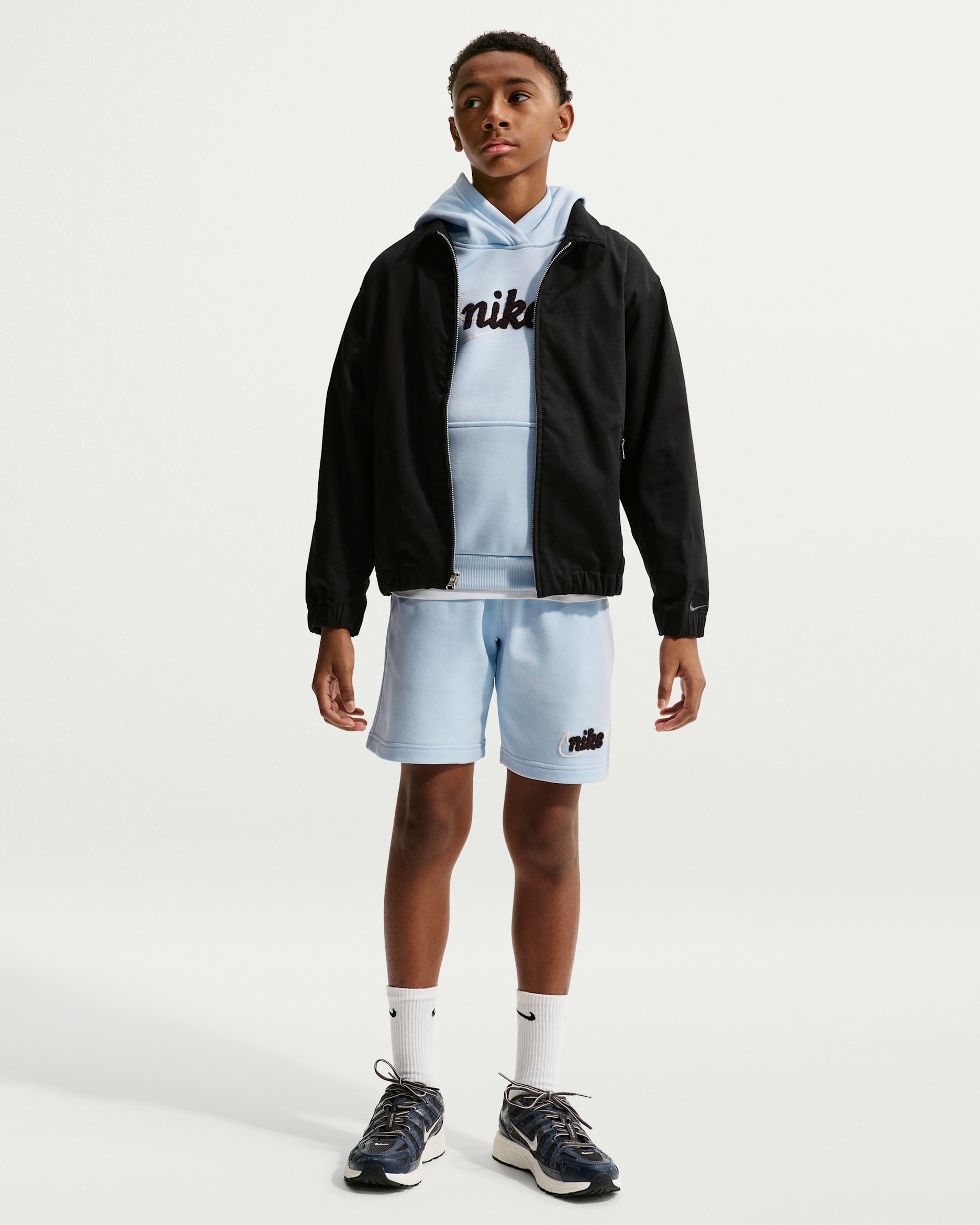 Nike Sportswear Club Big Kids' French Terry Shorts - Hydrogen Blue/Sail/Anthracite