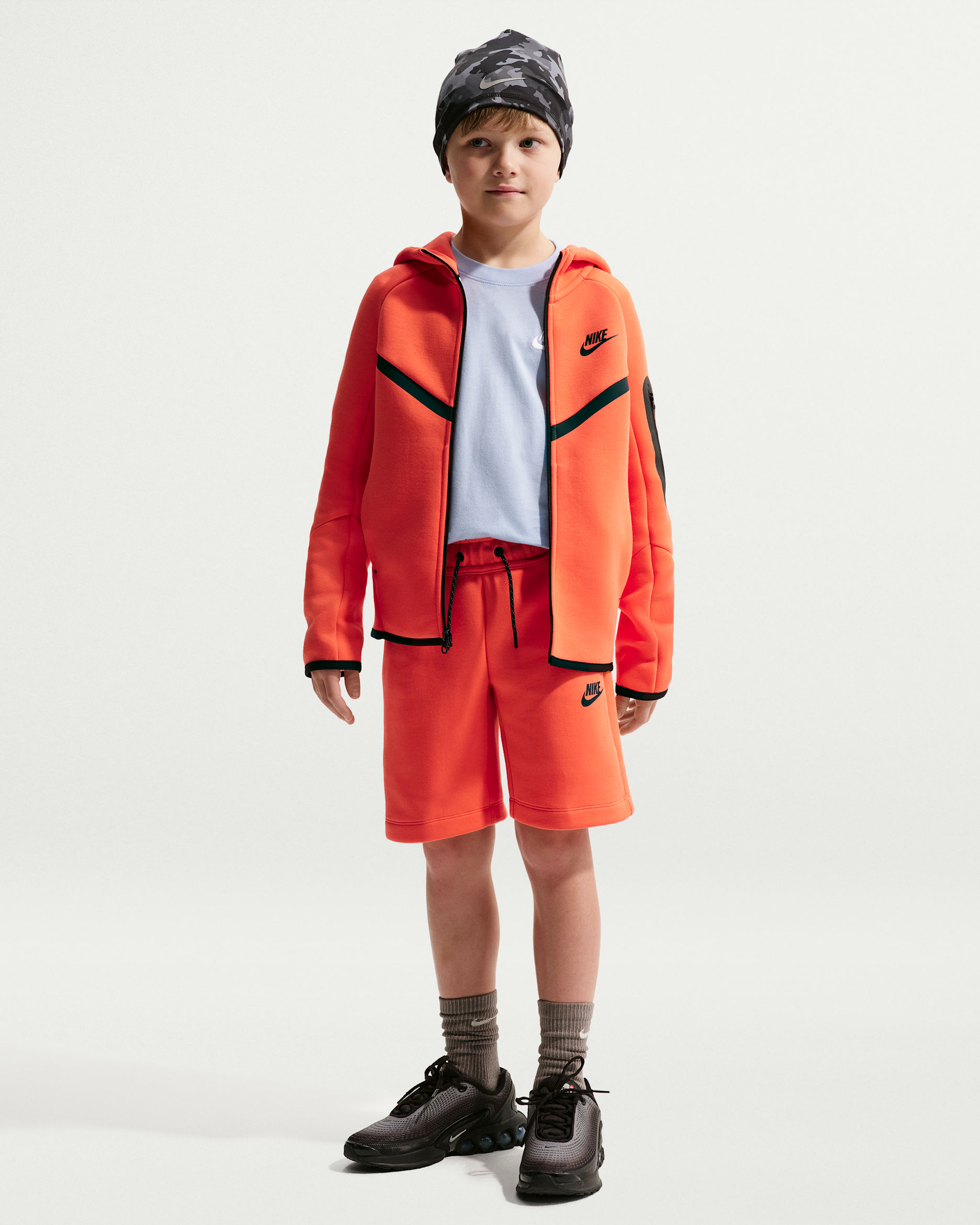 Shorts para niño talla grande Nike Sportswear Tech Fleece - Naranja césped/Negro