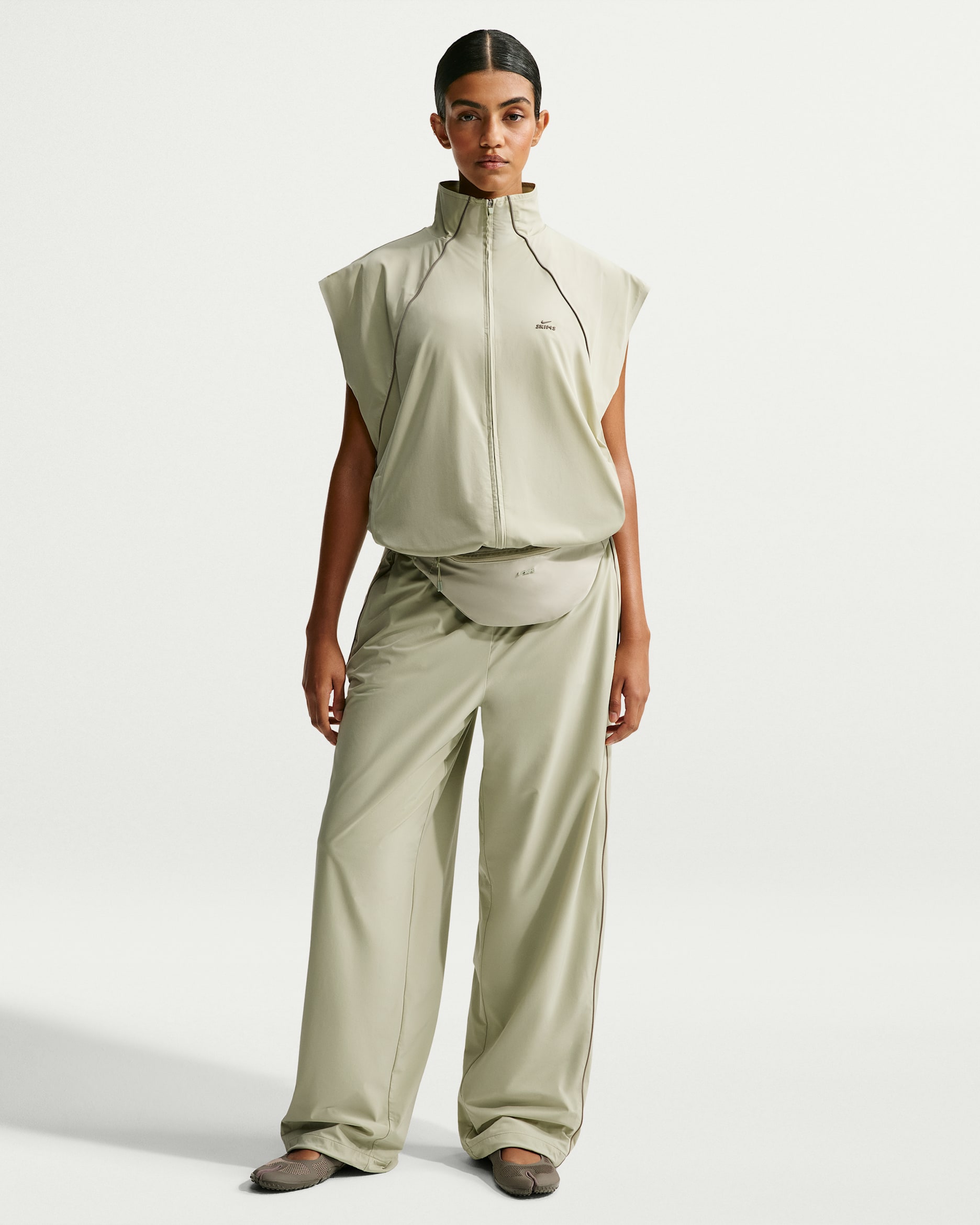 NikeSKIMS Stretch Nylon Women's Oversized Trousers - NSKM Talc