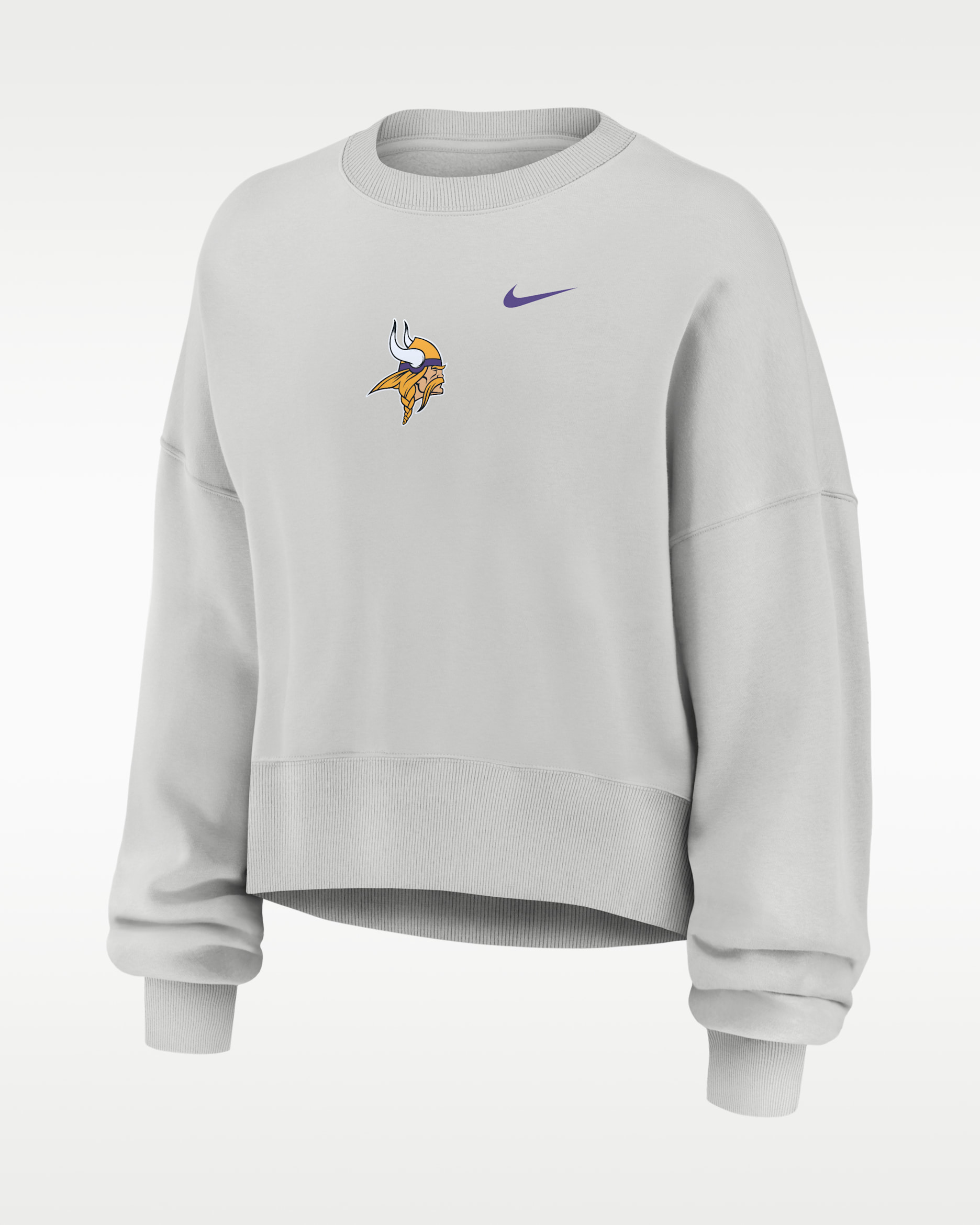 Sudadera de cuello redondo sin cierre Nike de la NFL oversized para mujer Minnesota Vikings Primetime Phoenix - Gris
