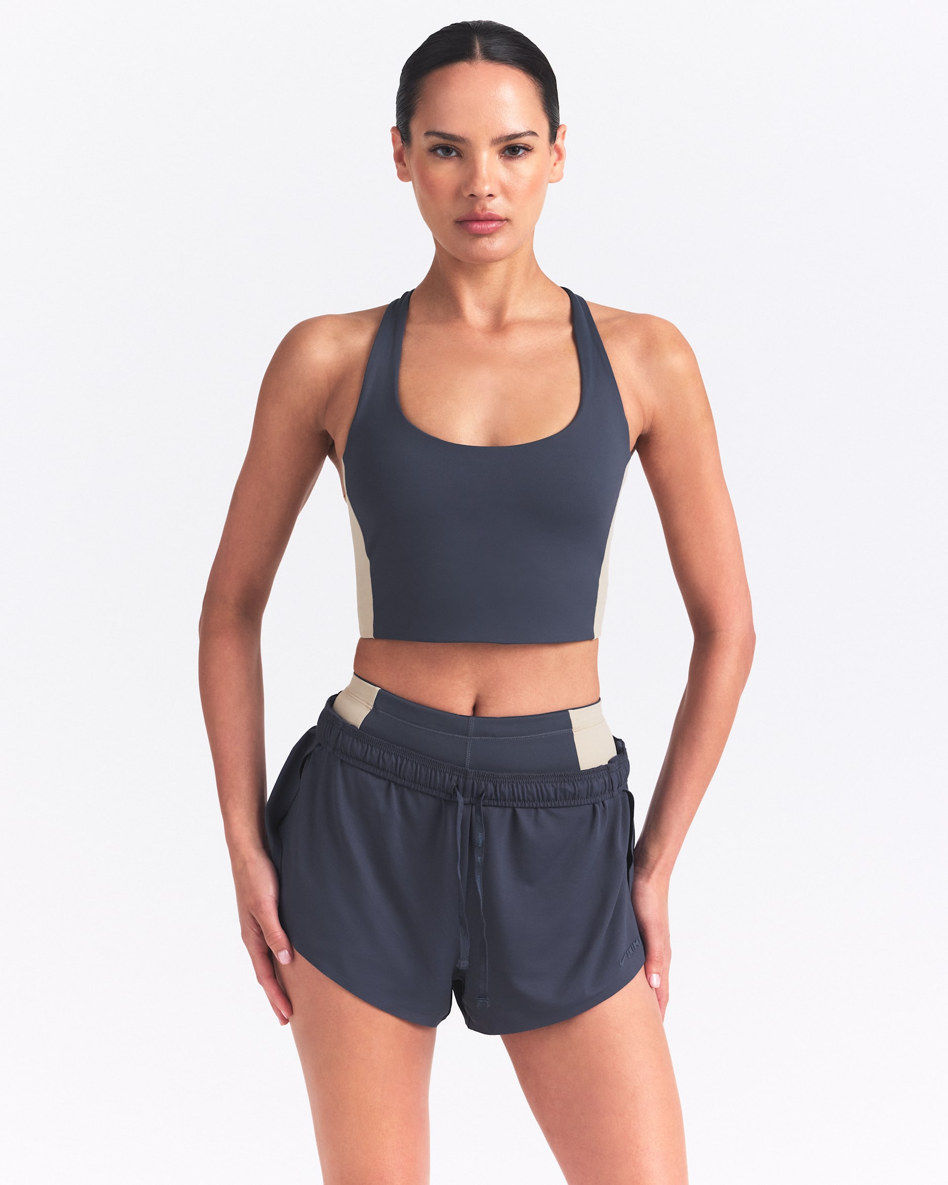 NikeSKIMS Matte Shine Mix Women's T-Back Bra - NSKM DEEP ROYAL/NSKM STONE