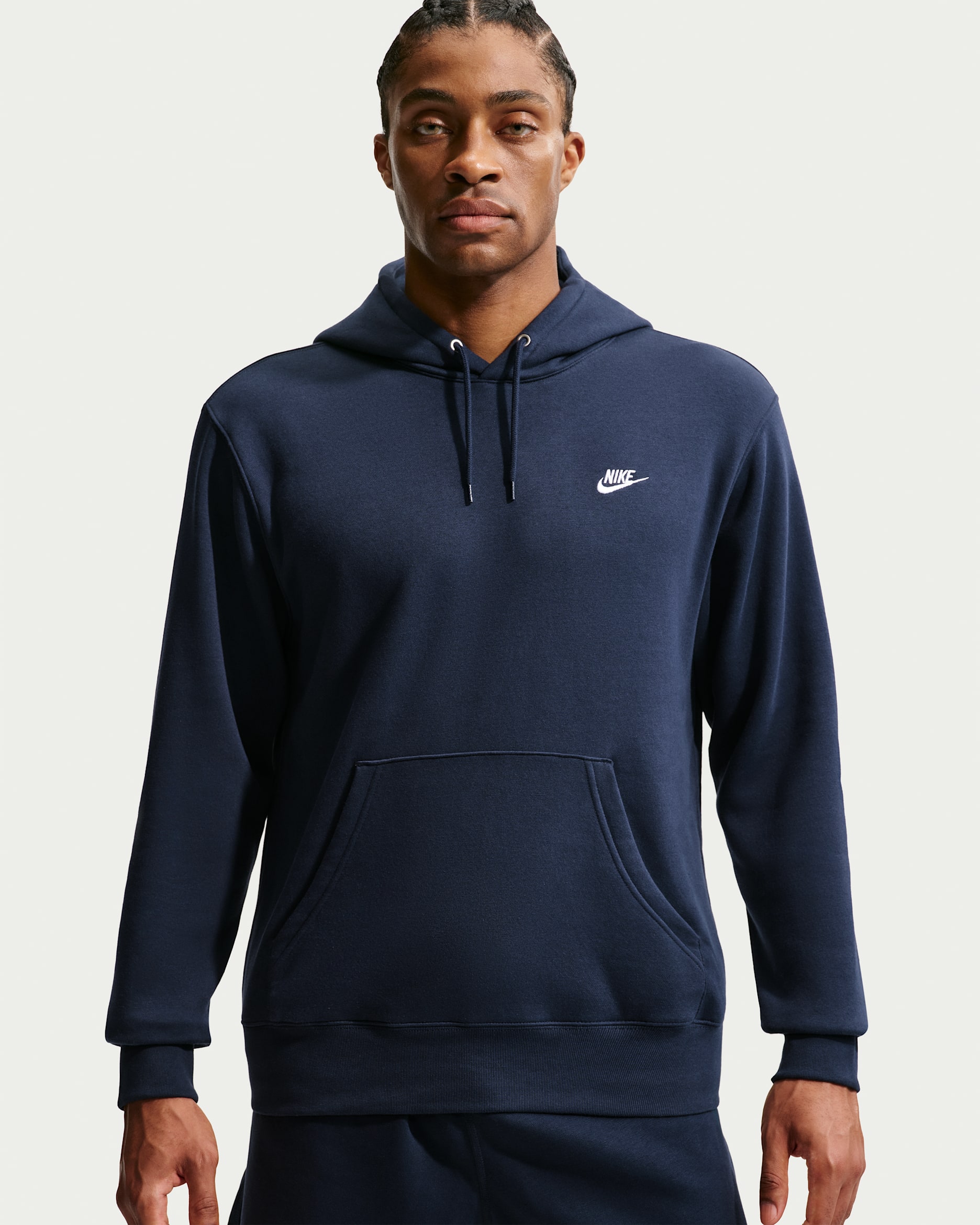Nike Club Men's Pullover Fleece Hoodie - Obsidian/Obsidian/White